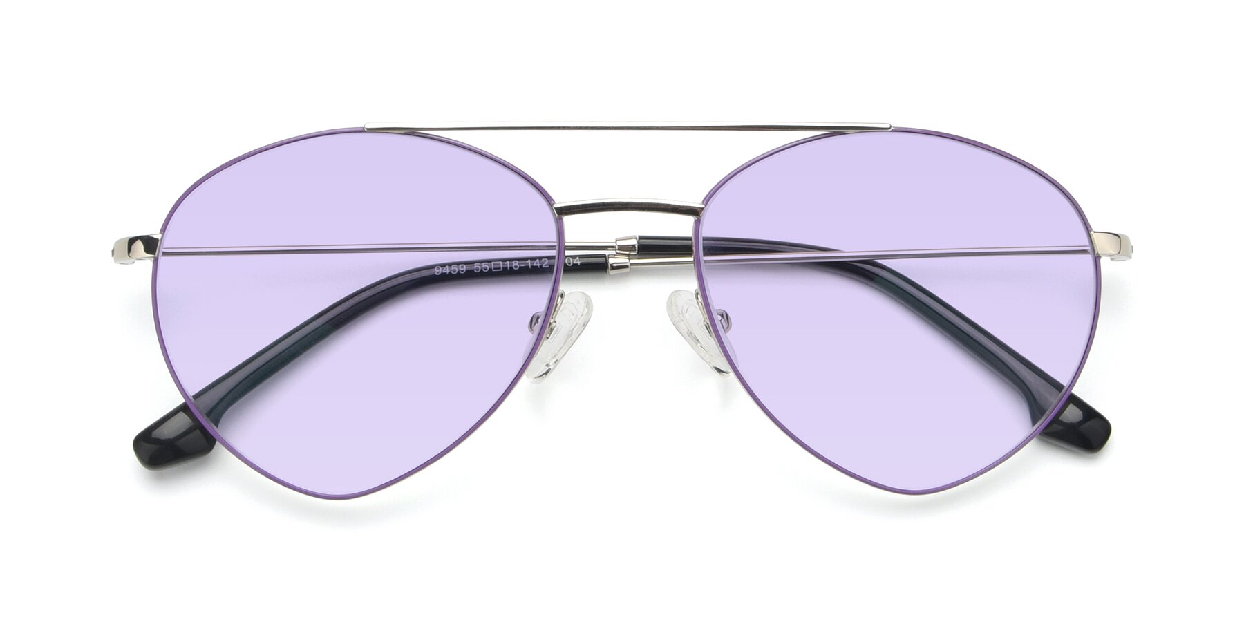 Folded Front of 9459 in Silver-Purple with Light Purple Tinted Lenses