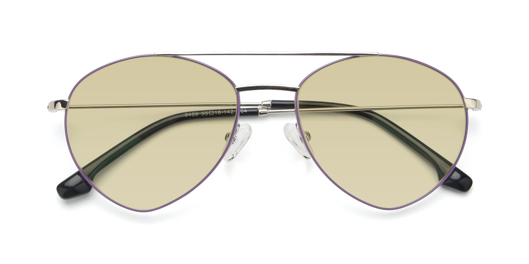 Folded Front of 9459 in Silver-Purple with Light Champagne Tinted Lenses