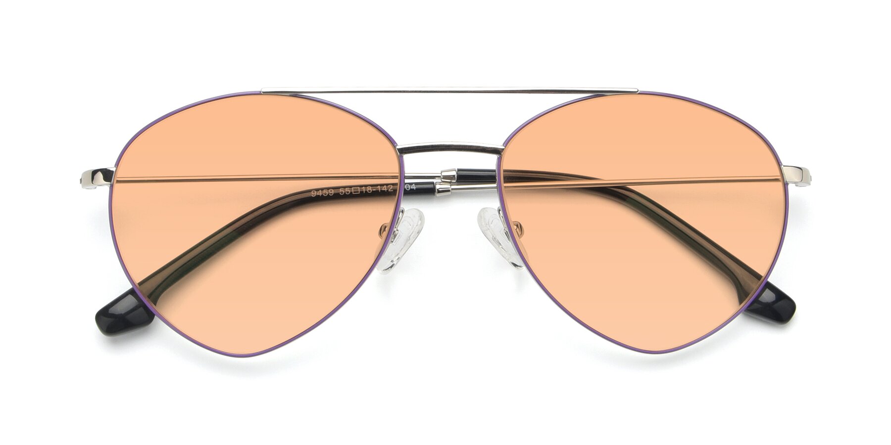 Folded Front of 9459 in Silver-Purple with Light Orange Tinted Lenses