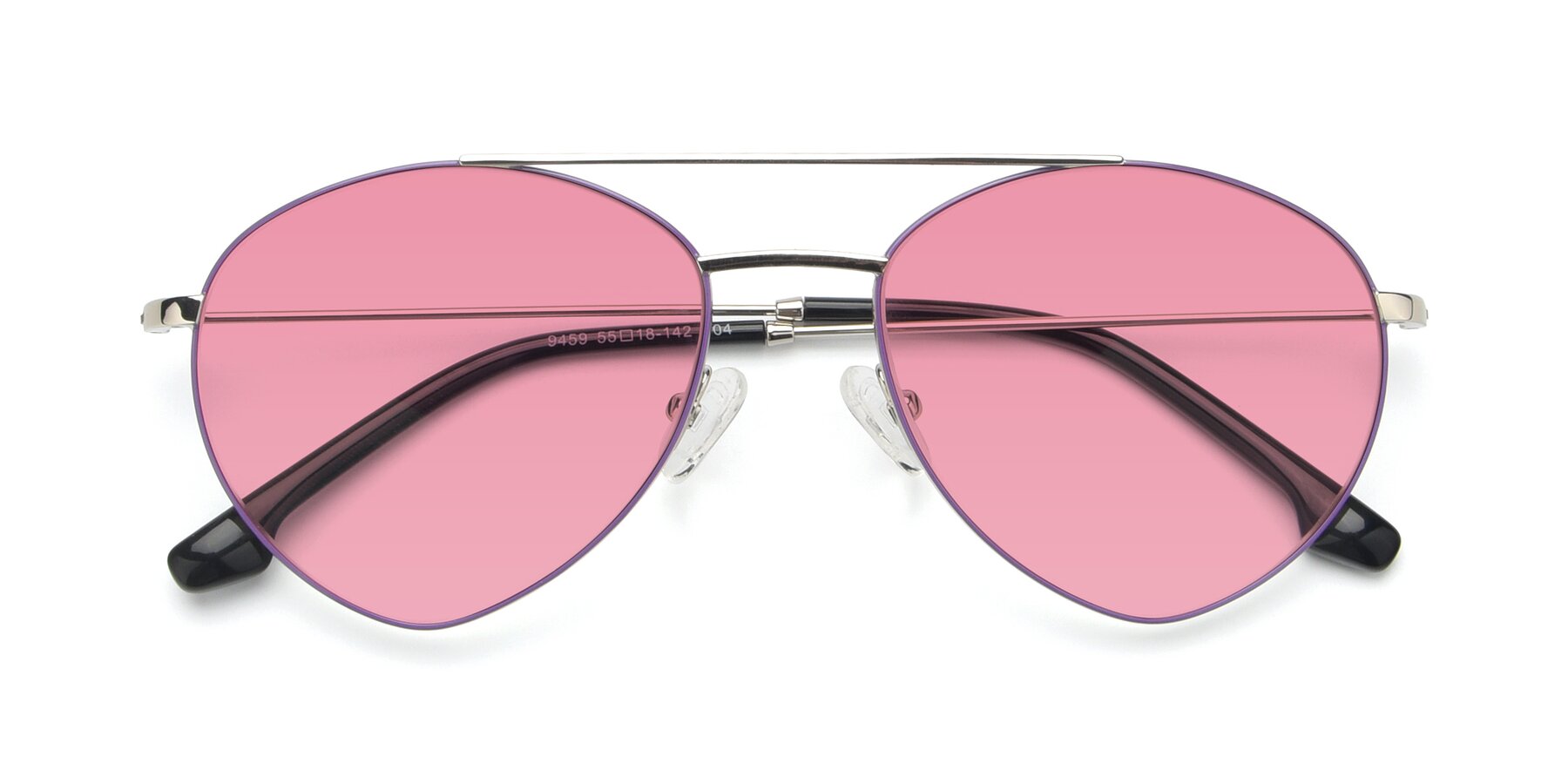Folded Front of 9459 in Silver-Purple with Pink Tinted Lenses