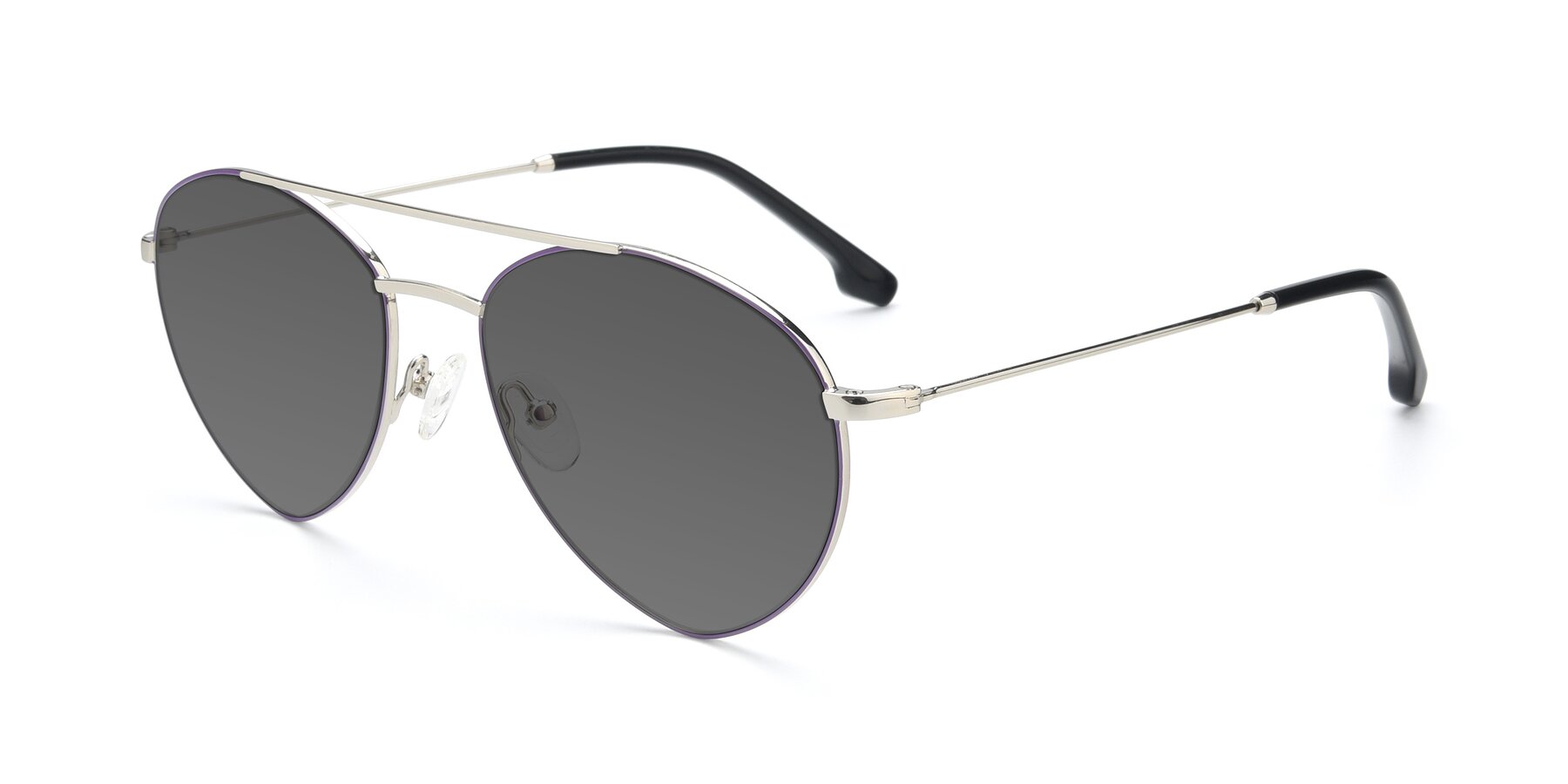 Angle of 9459 in Silver-Purple with Medium Gray Tinted Lenses