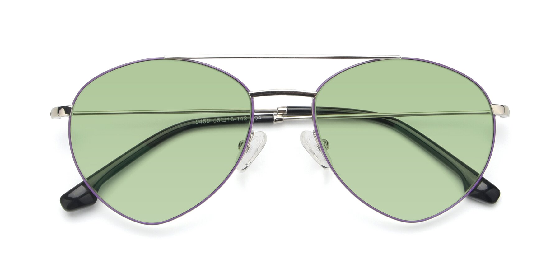 Folded Front of 9459 in Silver-Purple with Medium Green Tinted Lenses