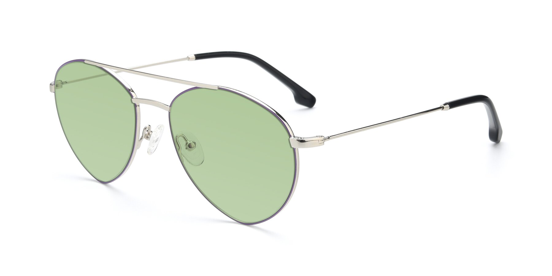 Angle of 9459 in Silver-Purple with Medium Green Tinted Lenses