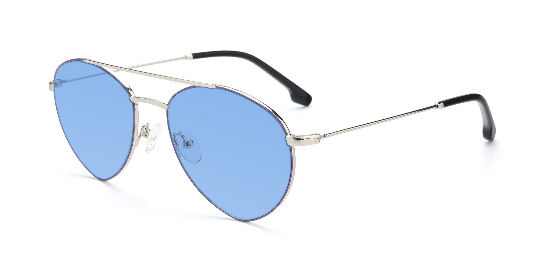 Angle of 9459 in Silver-Purple with Medium Blue Tinted Lenses