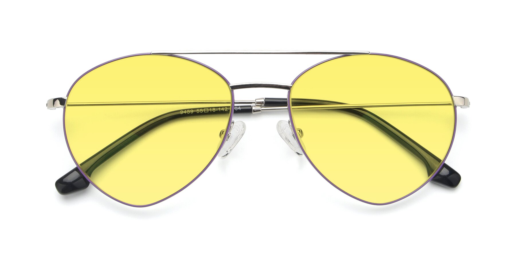 Folded Front of 9459 in Silver-Purple with Medium Yellow Tinted Lenses