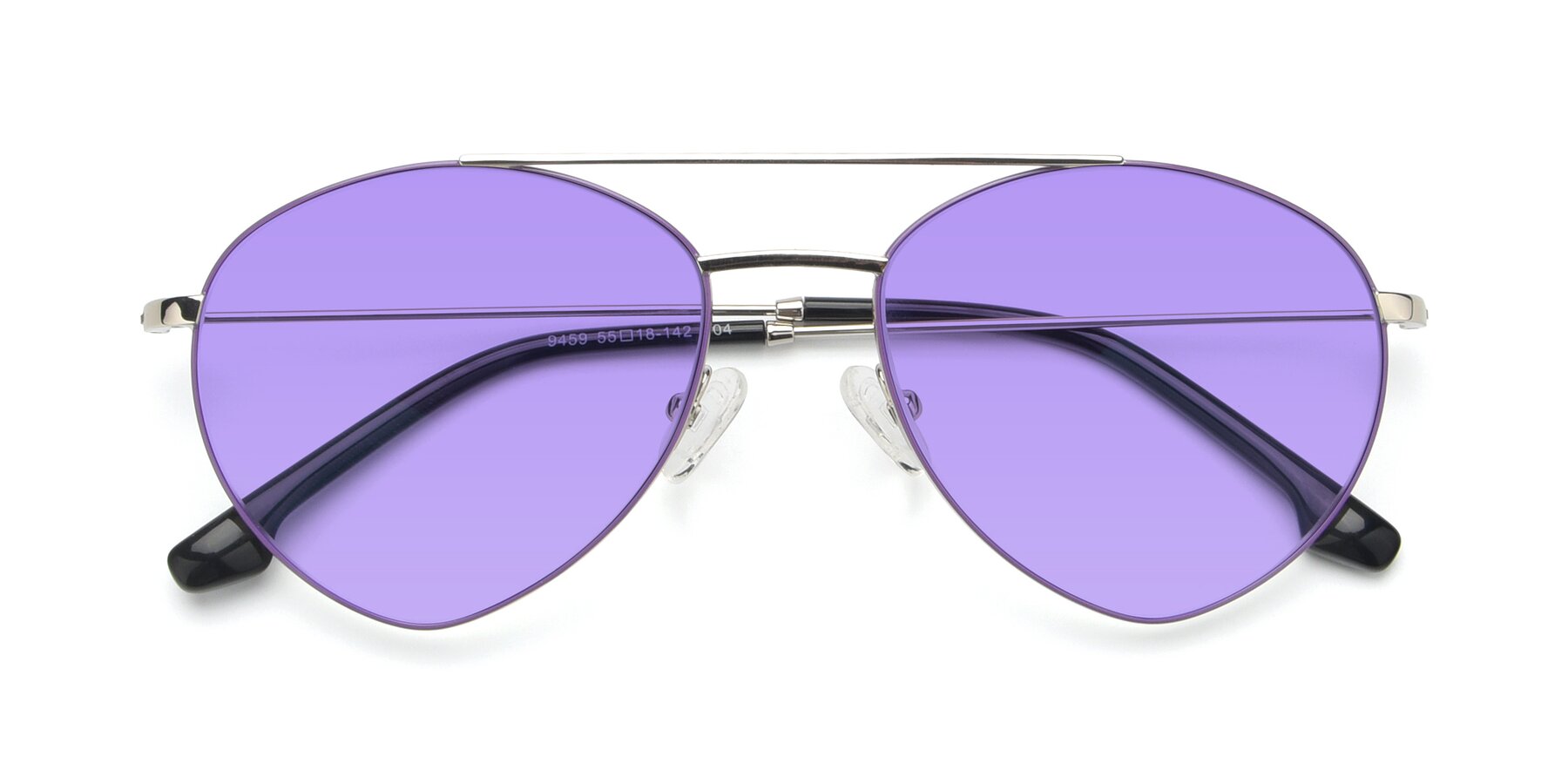 Folded Front of 9459 in Silver-Purple with Medium Purple Tinted Lenses
