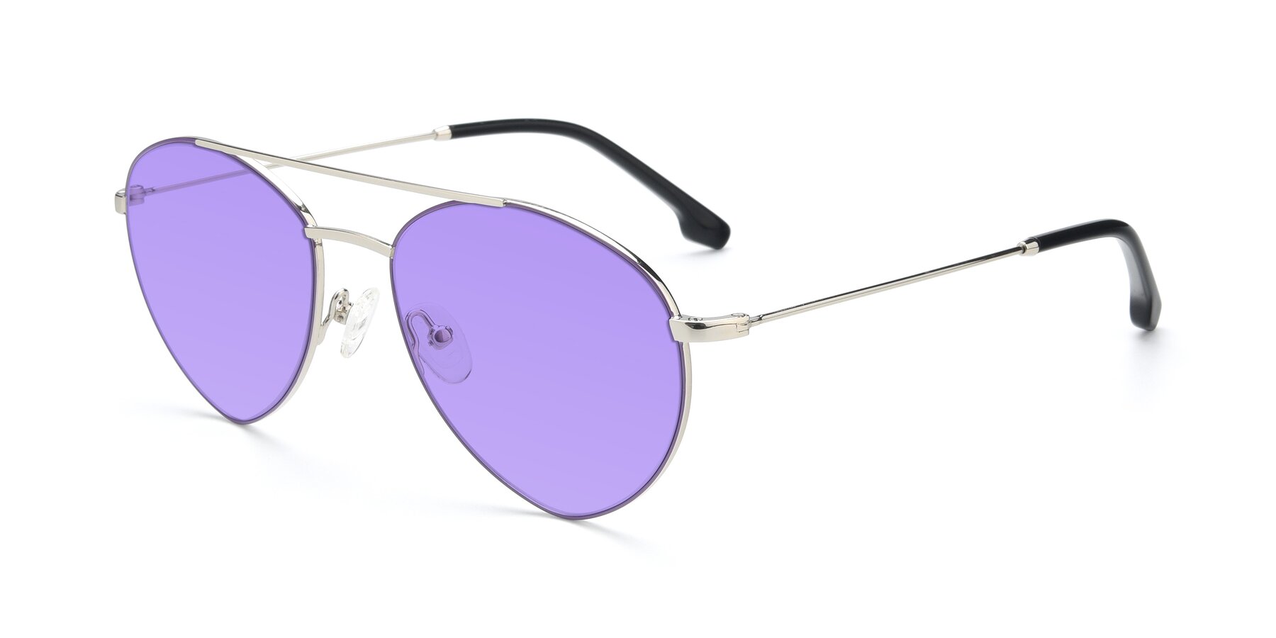 Angle of 9459 in Silver-Purple with Medium Purple Tinted Lenses