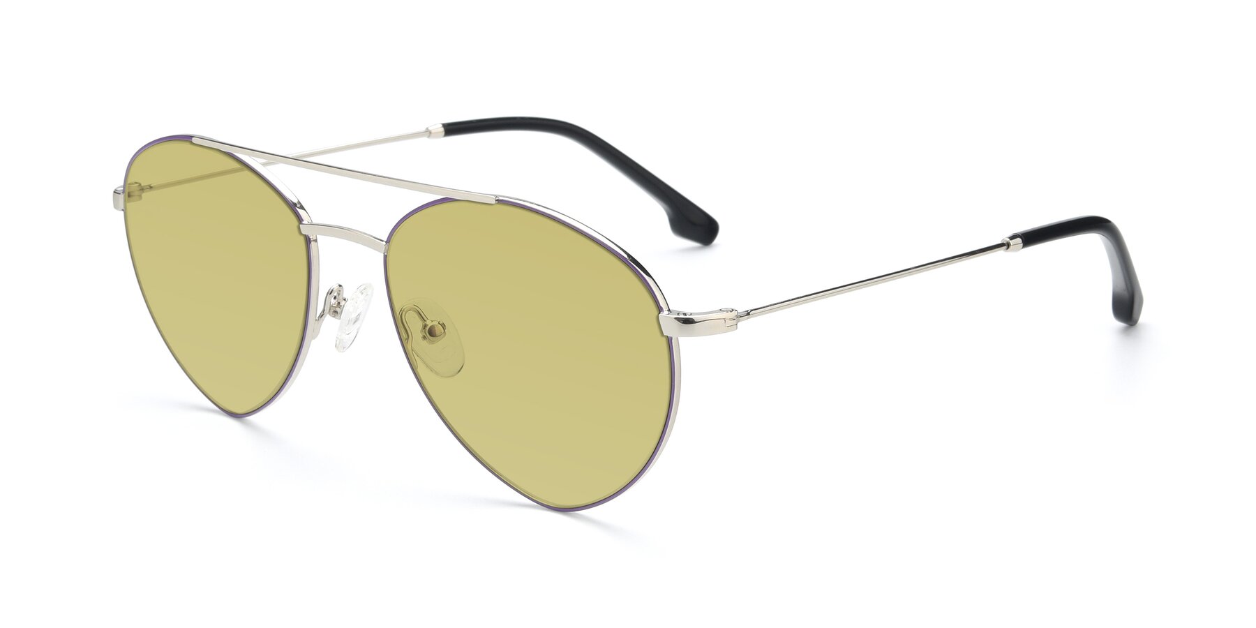 Angle of 9459 in Silver-Purple with Medium Champagne Tinted Lenses
