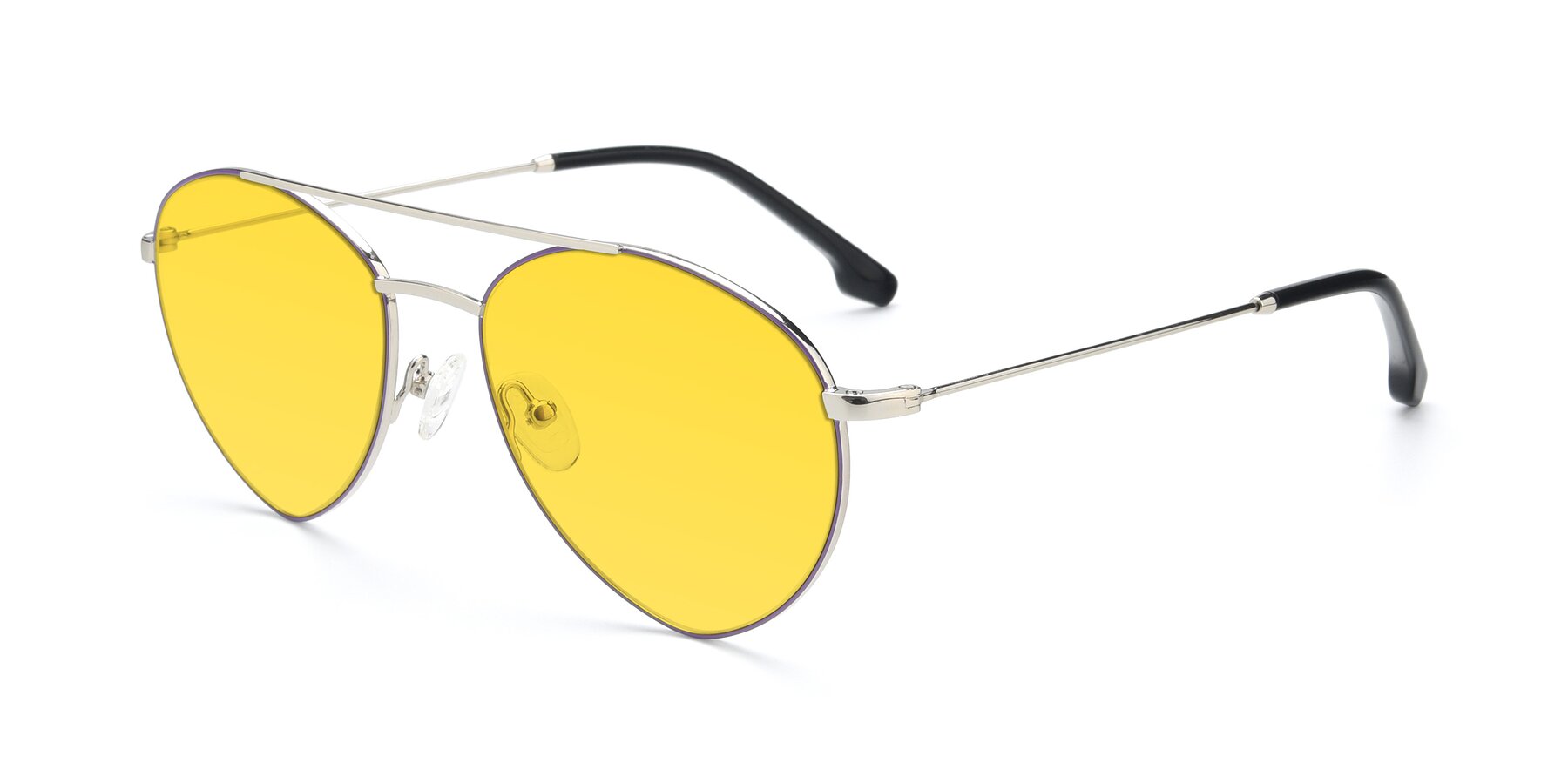 Angle of 9459 in Silver-Purple with Yellow Tinted Lenses