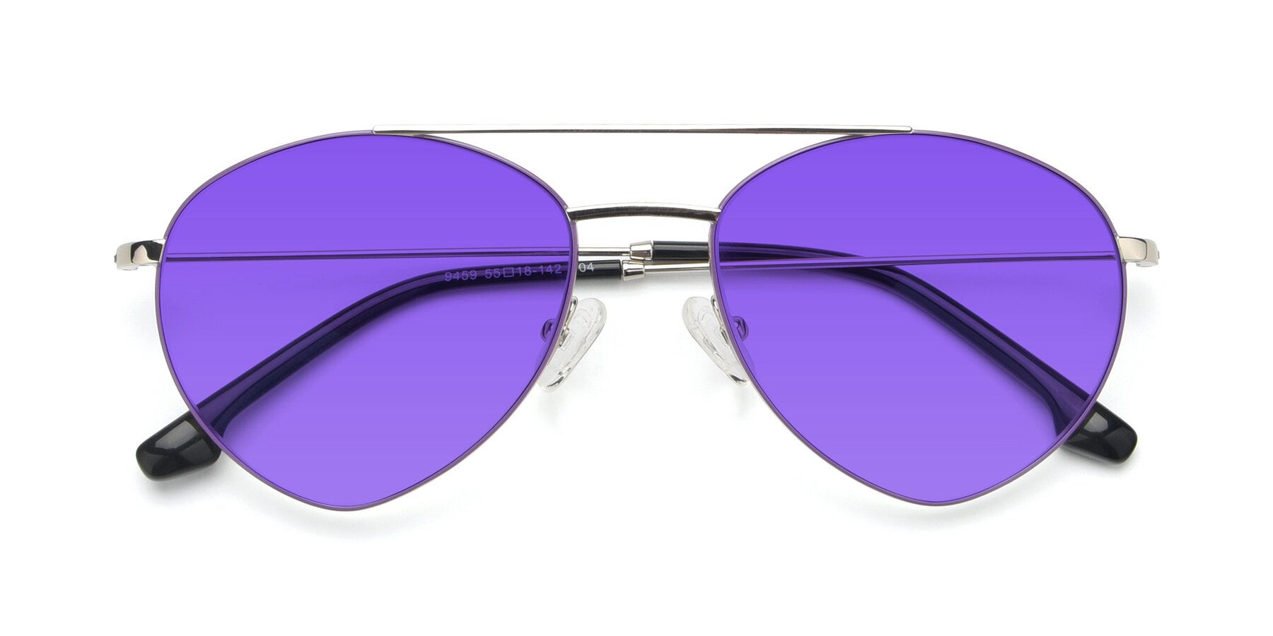 Folded Front of 9459 in Silver-Purple with Purple Tinted Lenses
