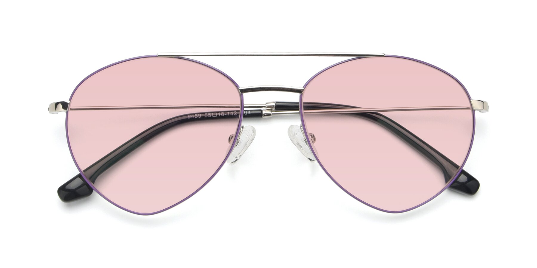 Folded Front of 9459 in Silver-Purple with Light Garnet Tinted Lenses