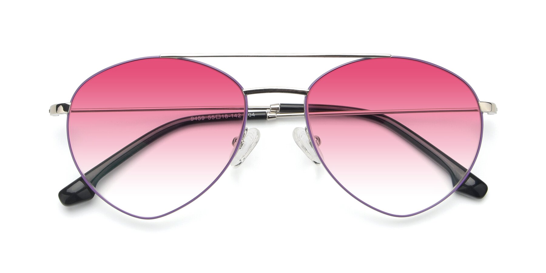 Folded Front of 9459 in Silver-Purple with Pink Gradient Lenses
