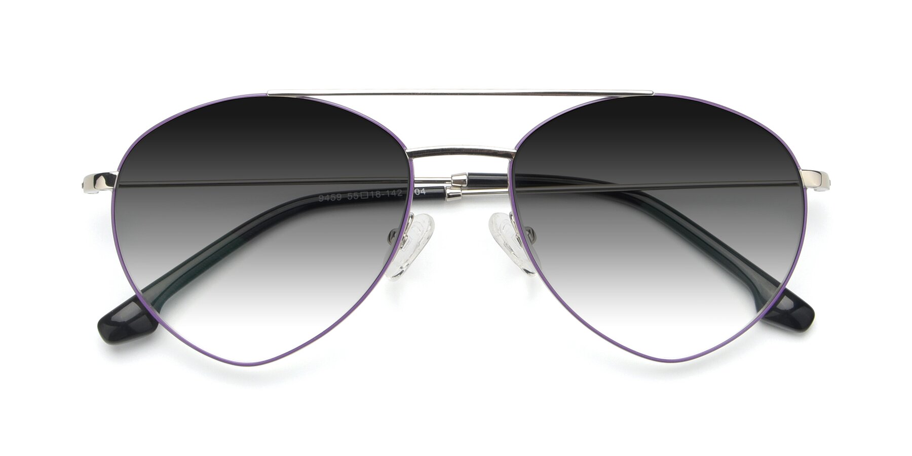 Folded Front of 9459 in Silver-Purple with Gray Gradient Lenses