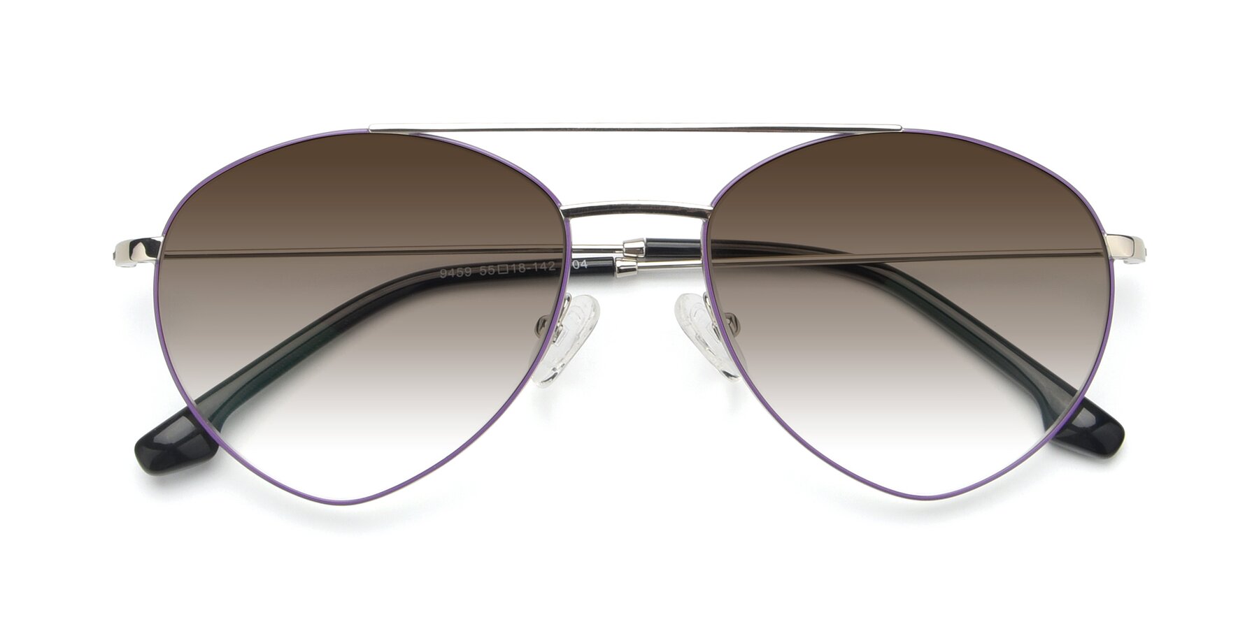 Folded Front of 9459 in Silver-Purple with Brown Gradient Lenses