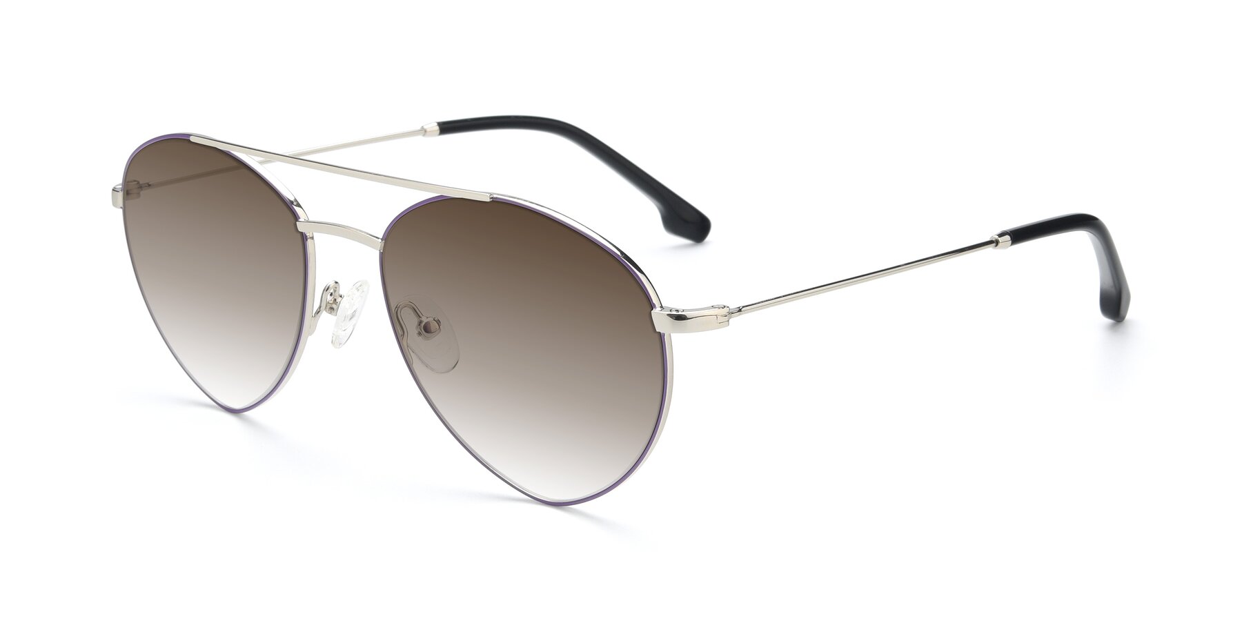 Angle of 9459 in Silver-Purple with Brown Gradient Lenses