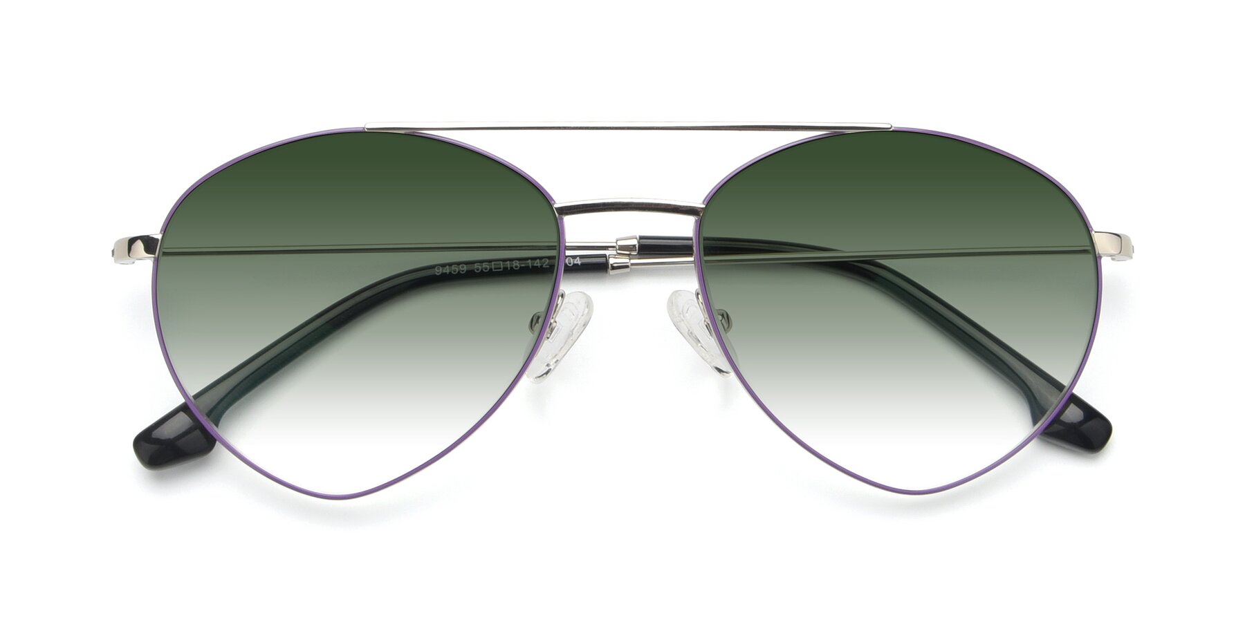 Folded Front of 9459 in Silver-Purple with Green Gradient Lenses
