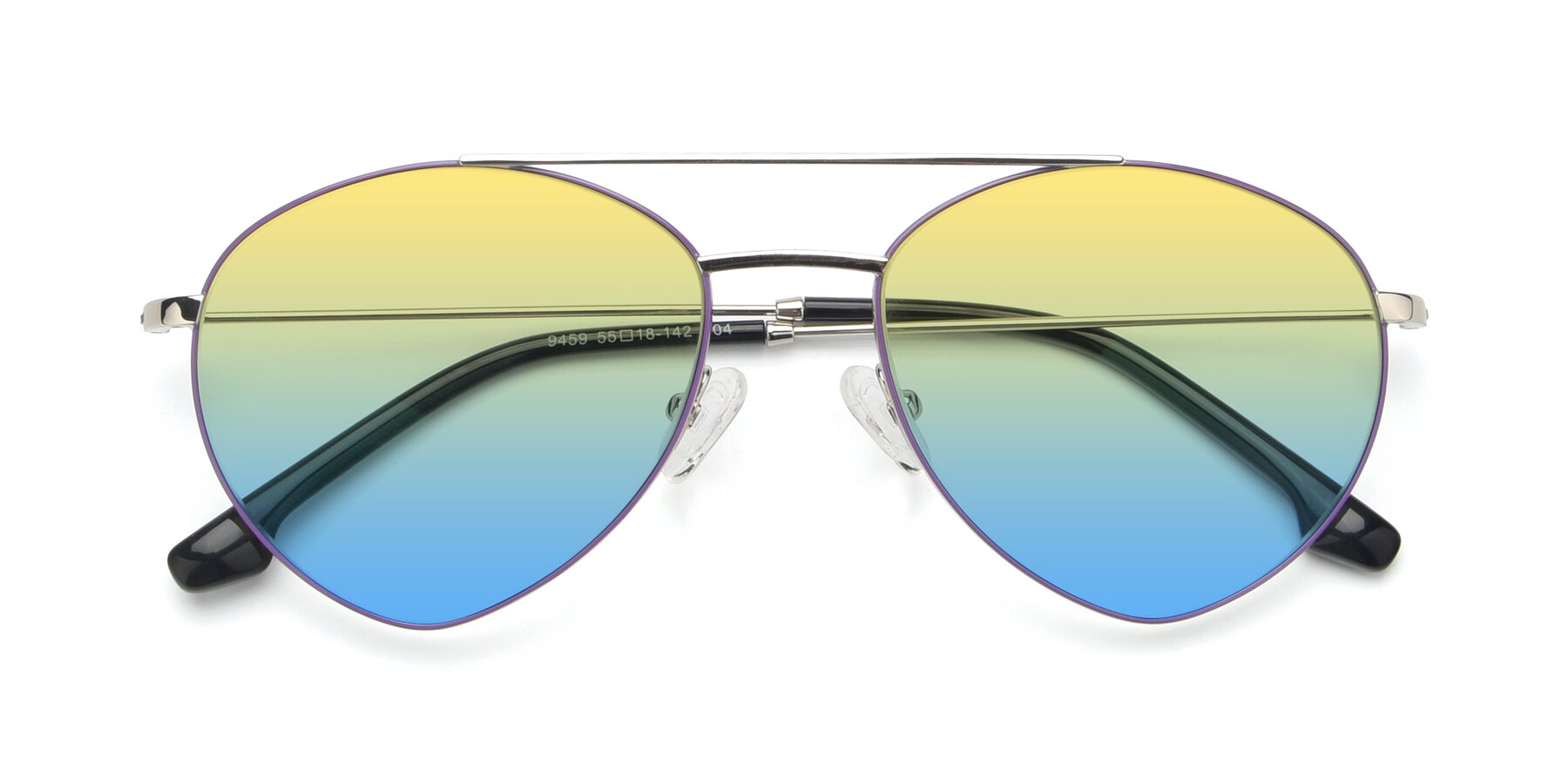 Folded Front of 9459 in Silver-Purple with Yellow / Blue Gradient Lenses