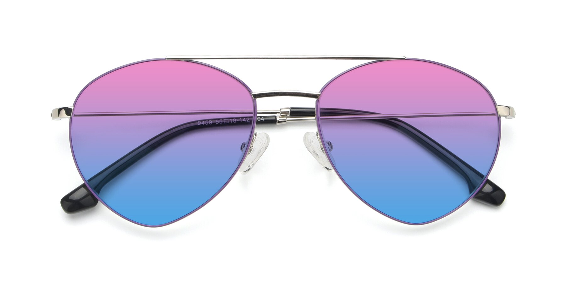 Folded Front of 9459 in Silver-Purple with Pink / Blue Gradient Lenses