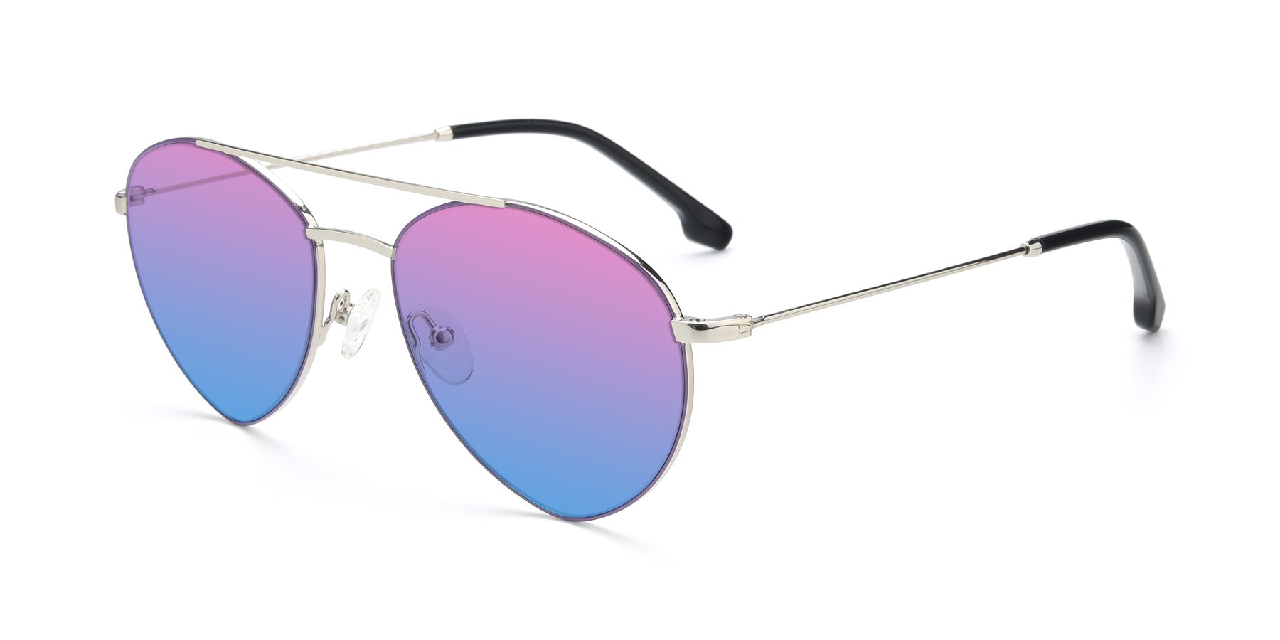 Angle of 9459 in Silver-Purple with Pink / Blue Gradient Lenses