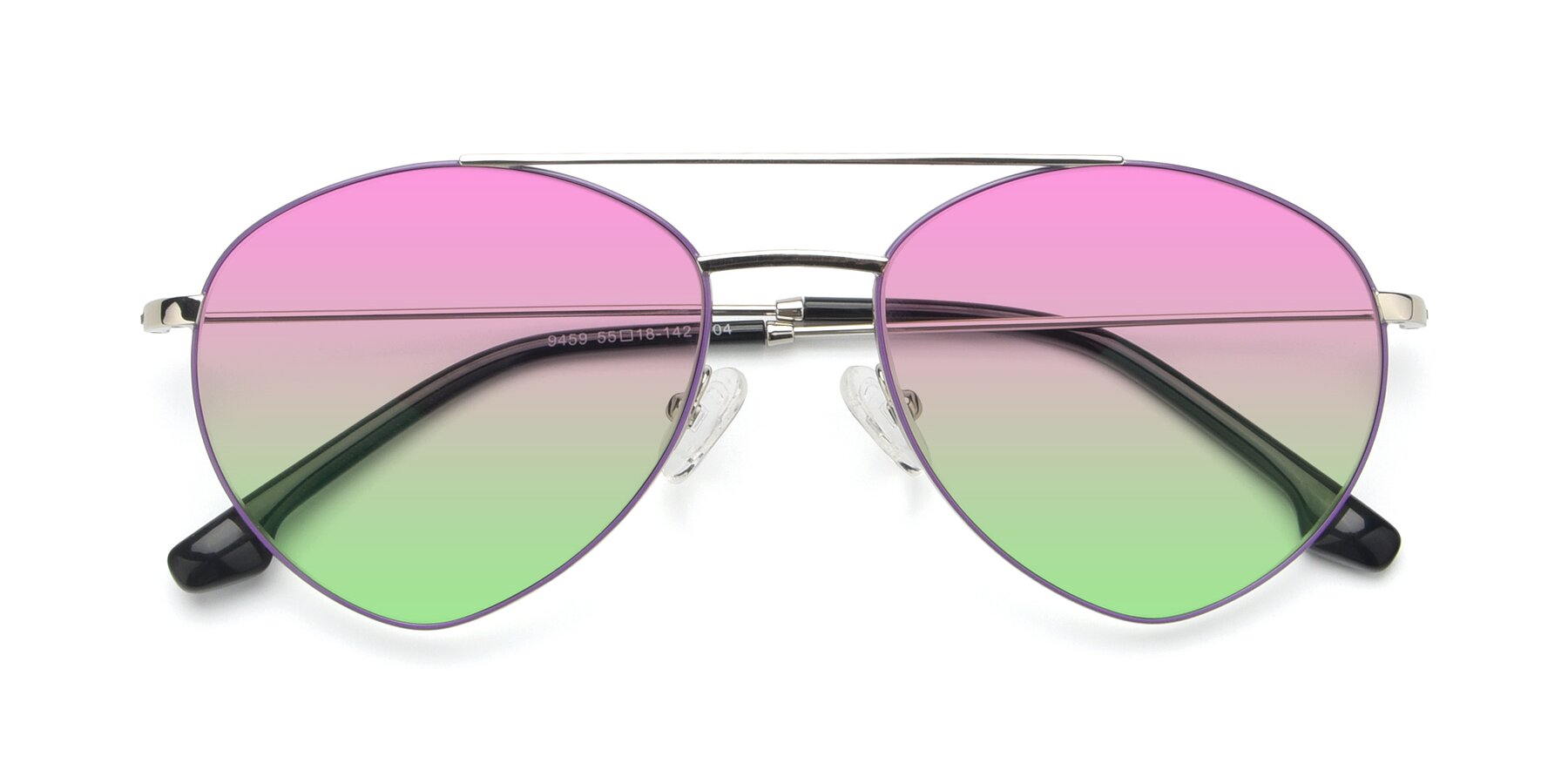 Folded Front of 9459 in Silver-Purple with Pink / Green Gradient Lenses