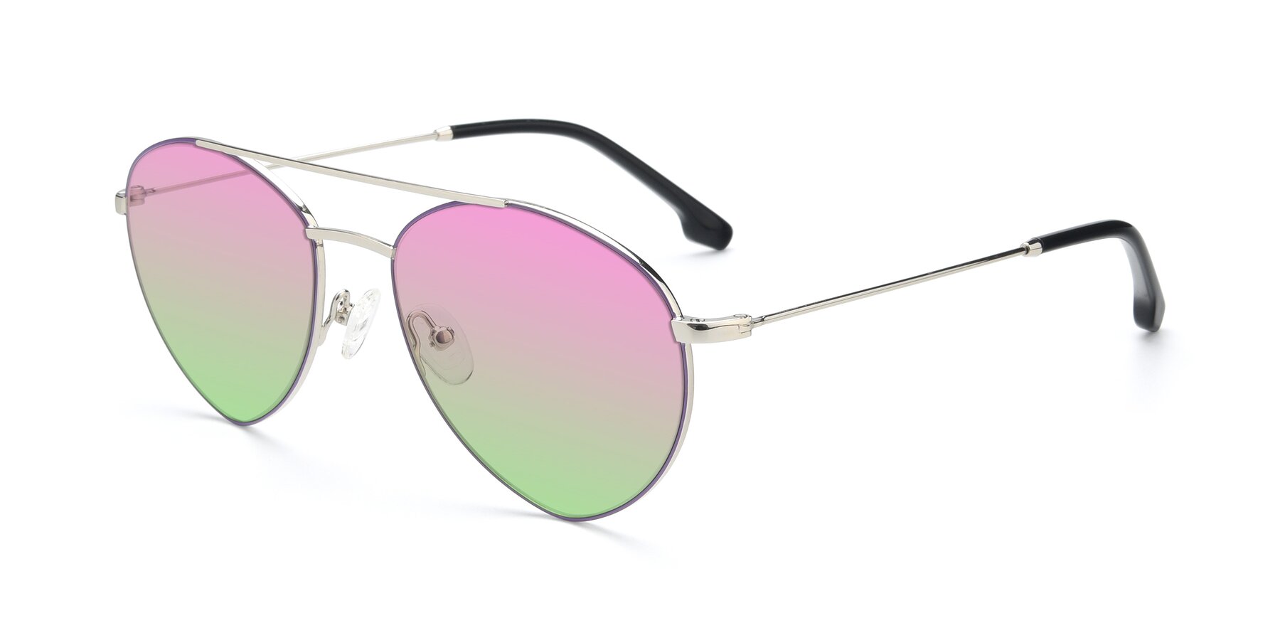 Angle of 9459 in Silver-Purple with Pink / Green Gradient Lenses