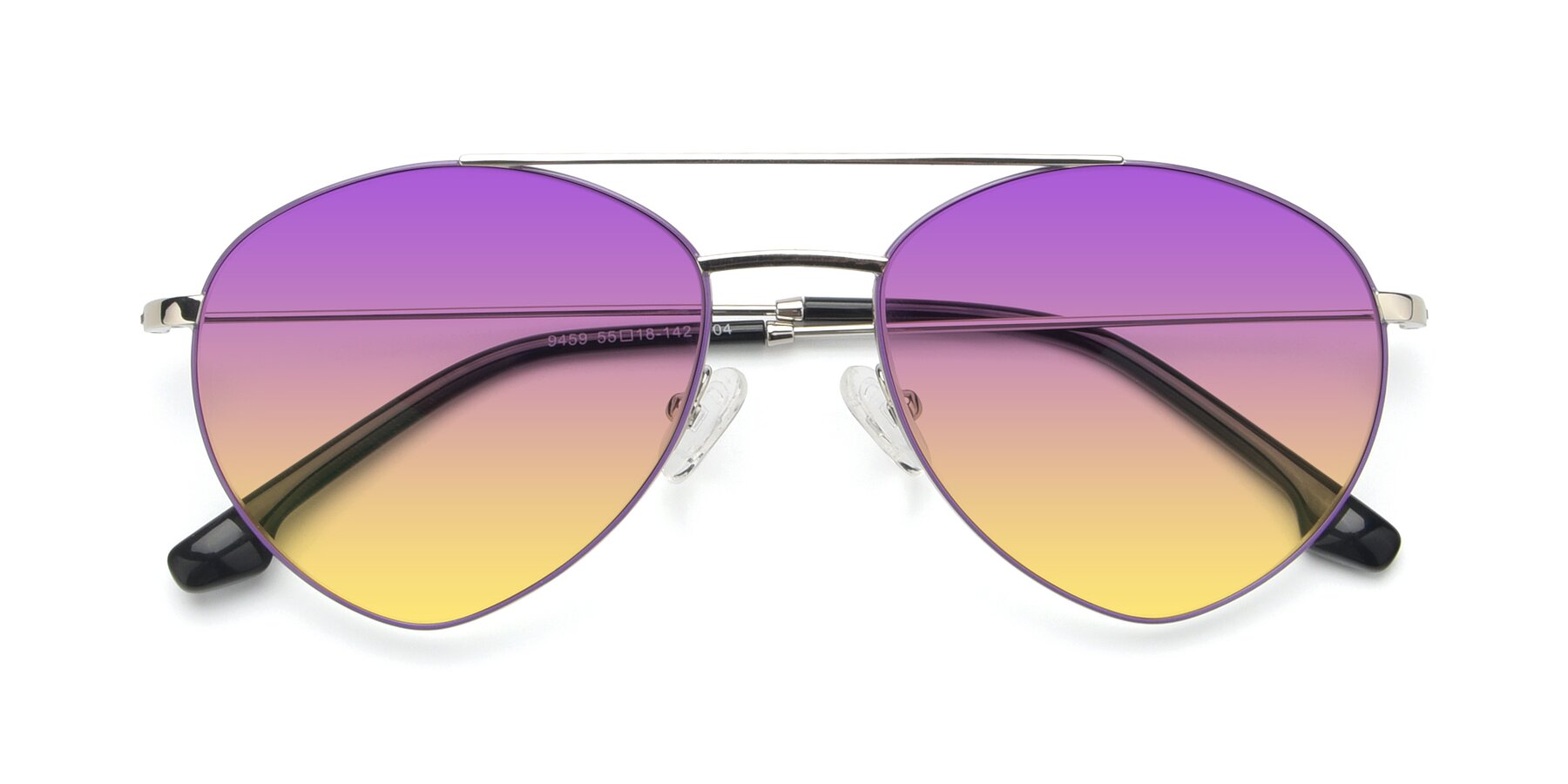 Folded Front of 9459 in Silver-Purple with Purple / Yellow Gradient Lenses