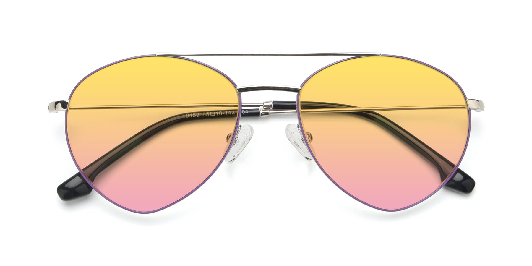 Folded Front of 9459 in Silver-Purple with Yellow / Pink Gradient Lenses