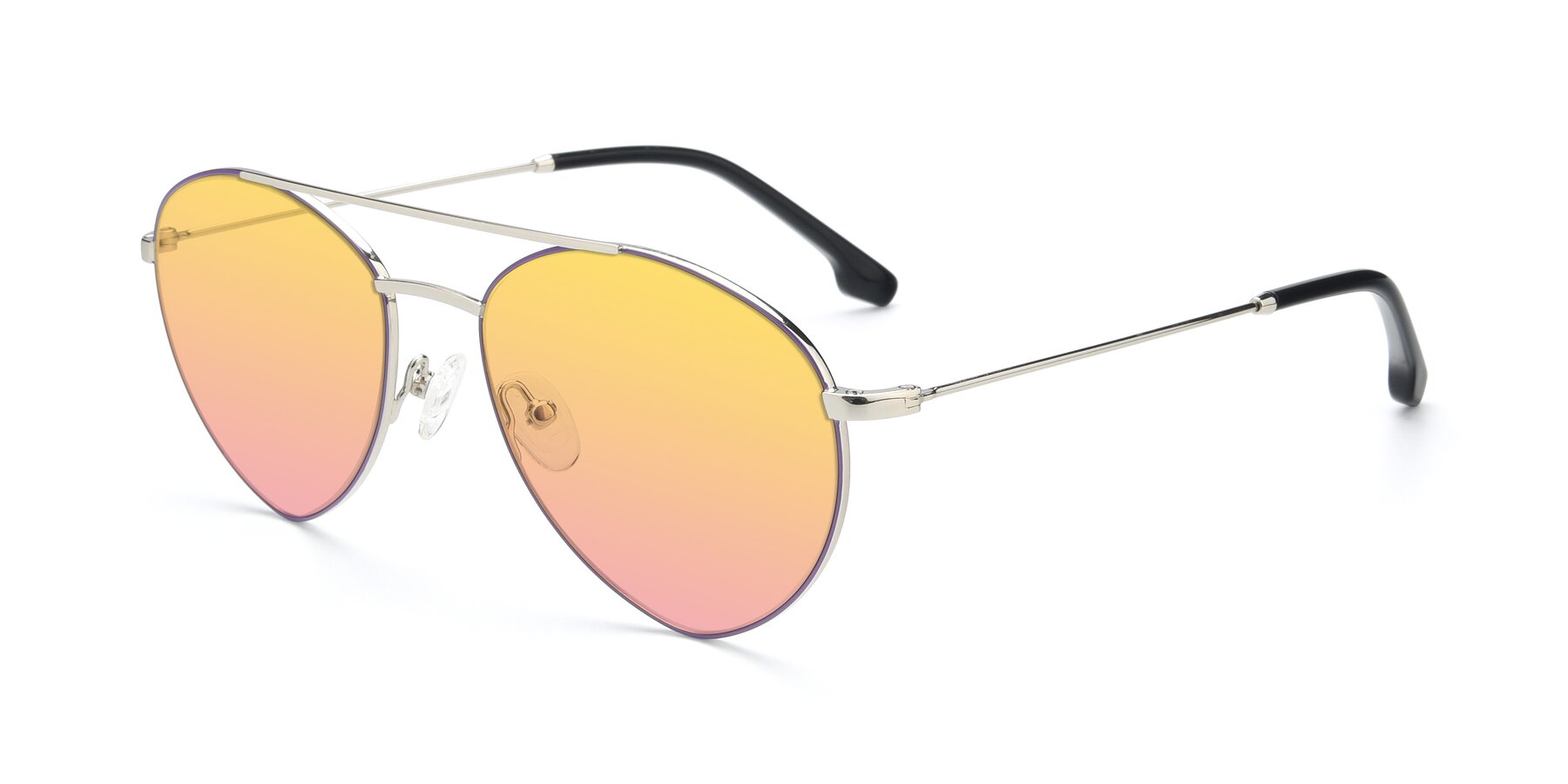 Angle of 9459 in Silver-Purple with Yellow / Pink Gradient Lenses