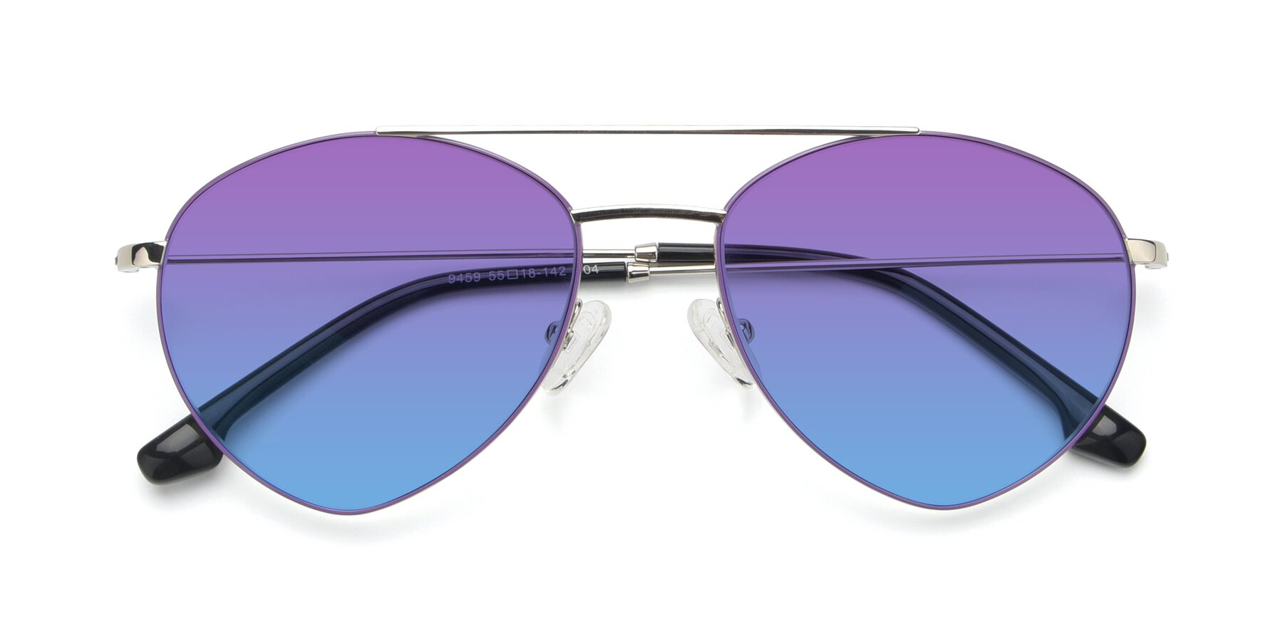Folded Front of 9459 in Silver-Purple with Purple / Blue Gradient Lenses