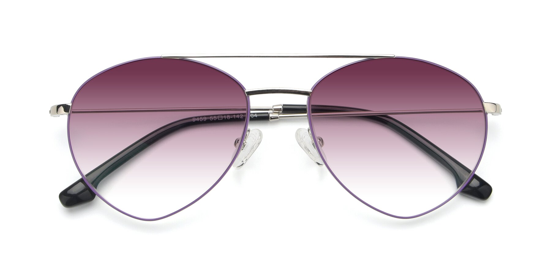 Folded Front of 9459 in Silver-Purple with Wine Gradient Lenses