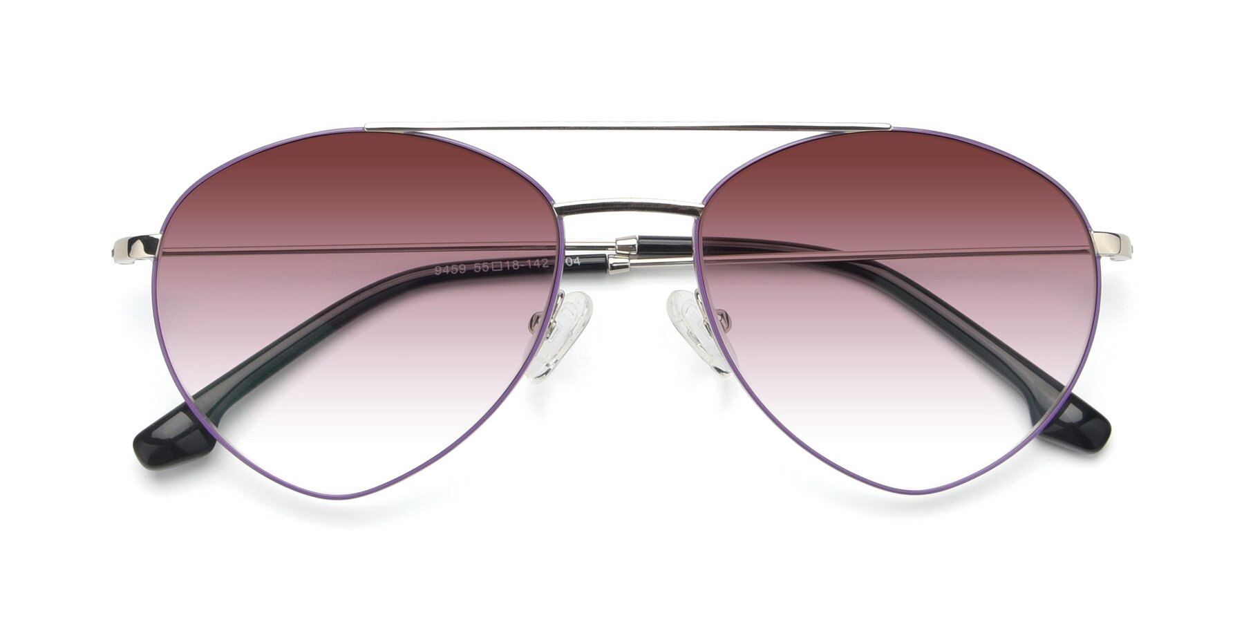 Folded Front of 9459 in Silver-Purple with Garnet Gradient Lenses