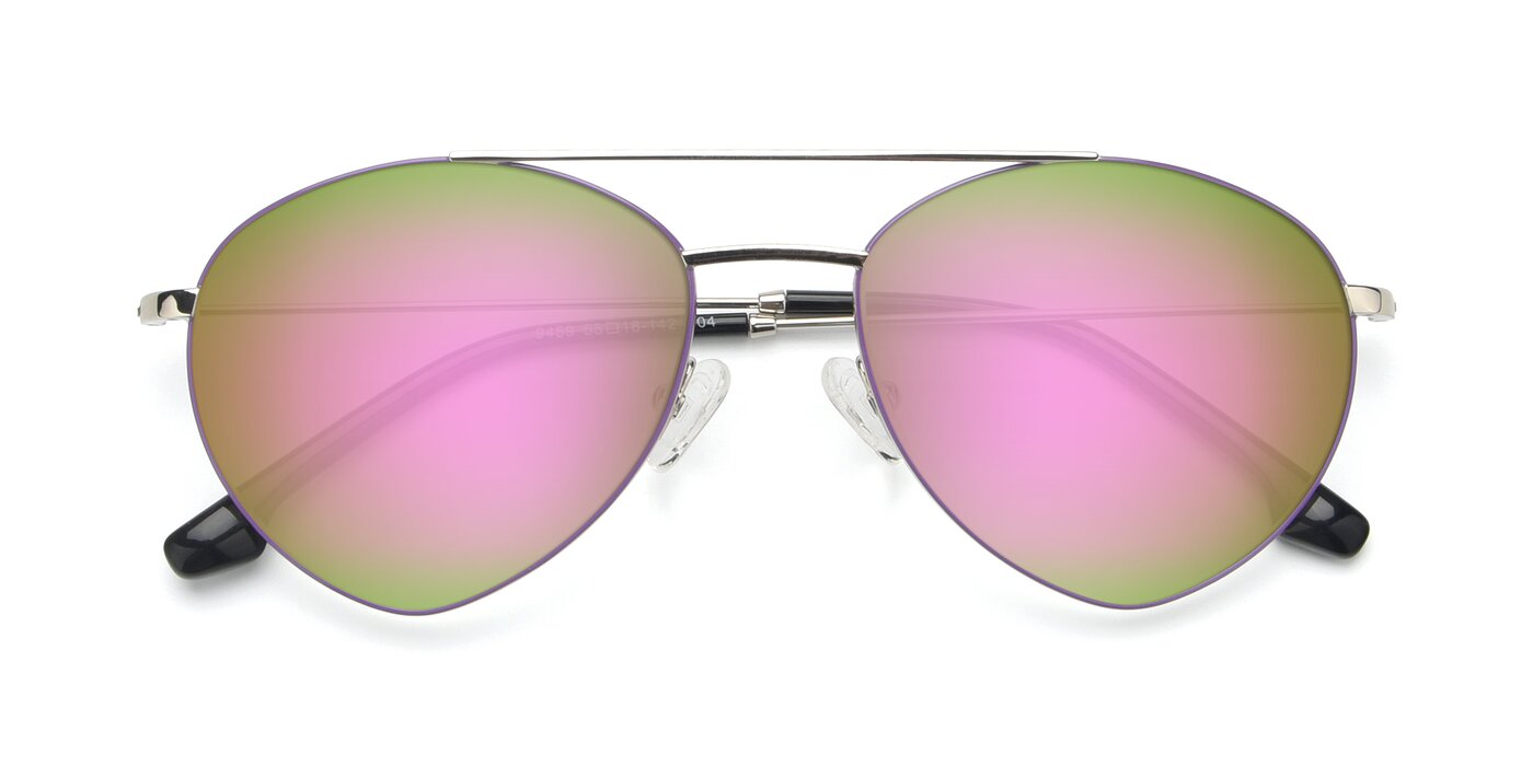 9459 - Silver / Purple Flash Mirrored Sunglasses
