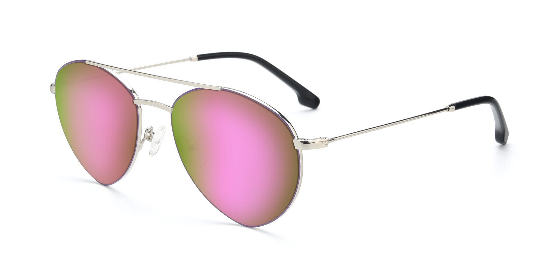 Angle of 9459 in Silver-Purple with Pink Mirrored Lenses