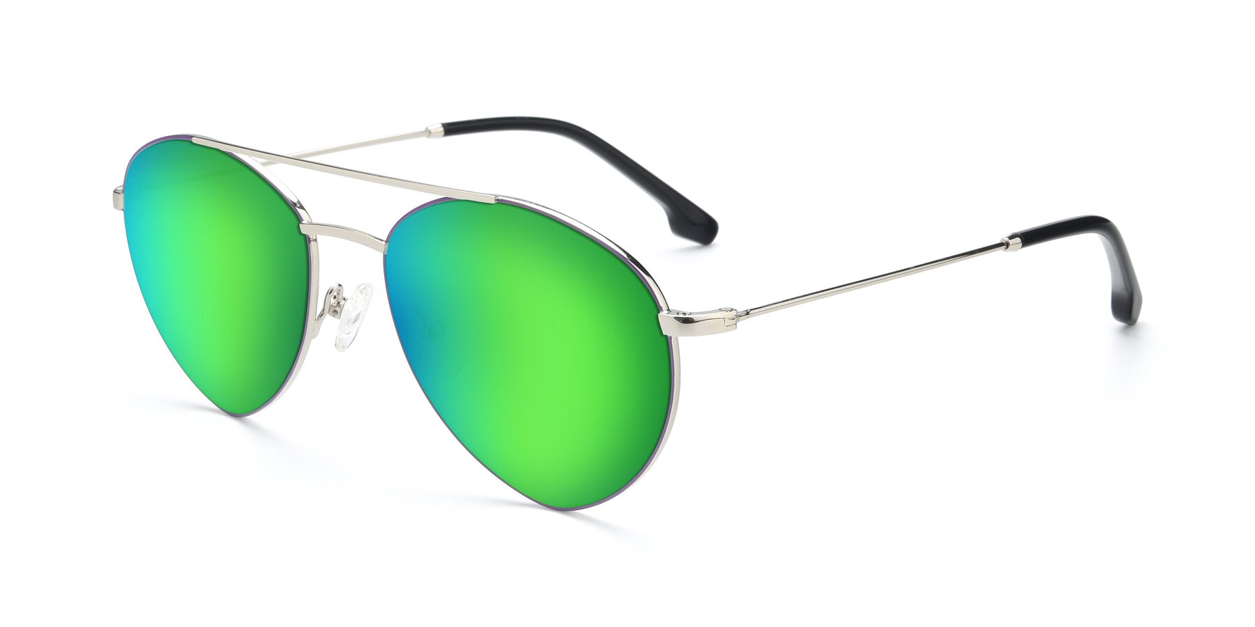 Angle of 9459 in Silver-Purple with Green Mirrored Lenses
