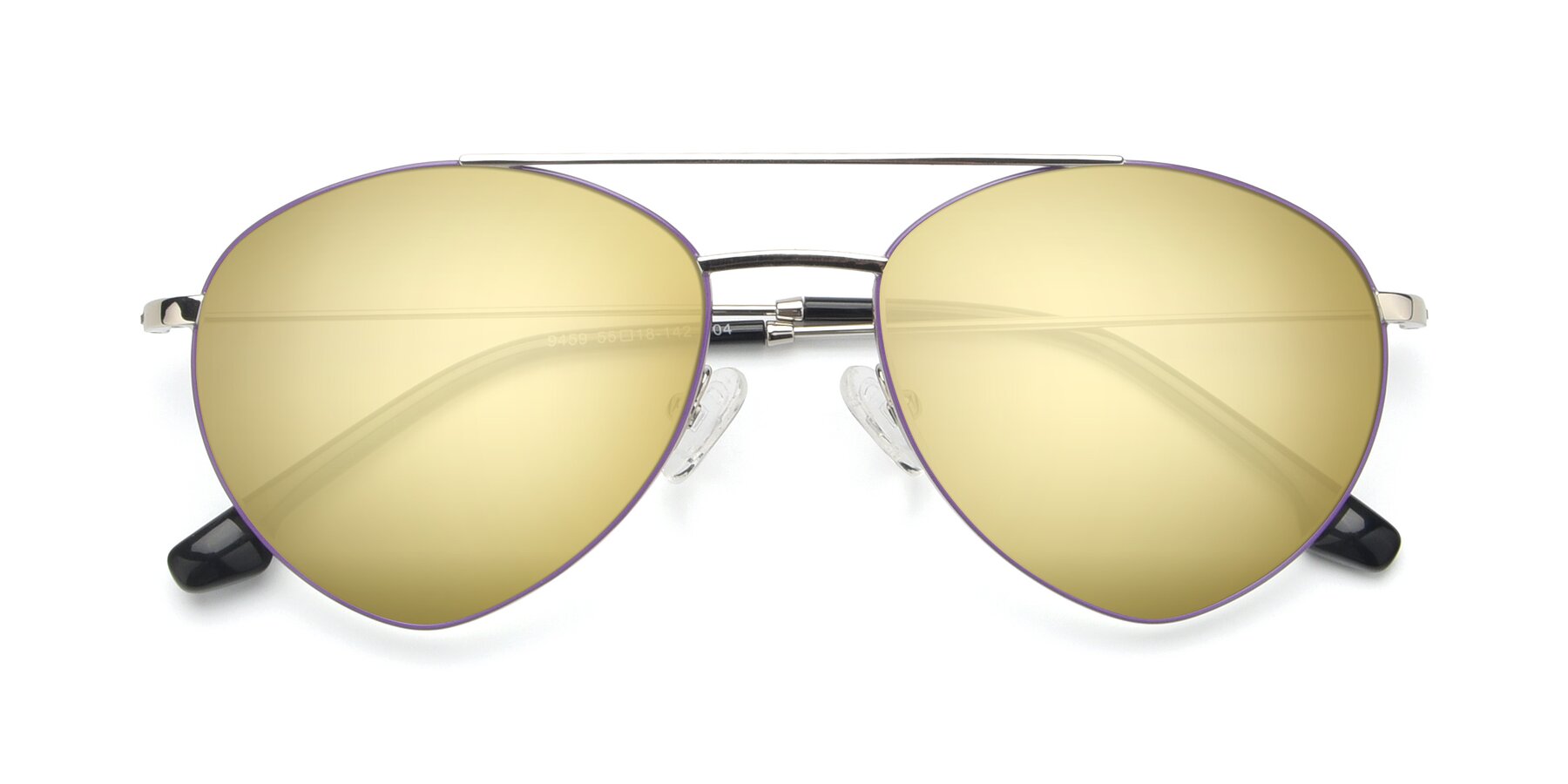 Folded Front of 9459 in Silver-Purple with Gold Mirrored Lenses