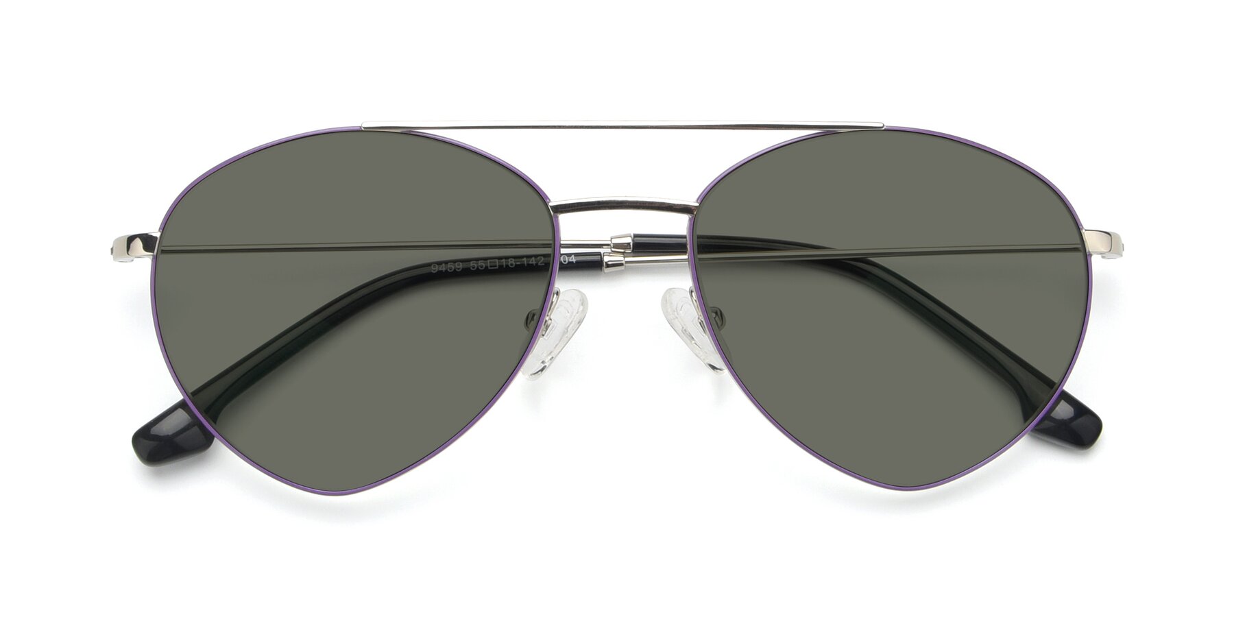 Folded Front of 9459 in Silver-Purple with Gray Polarized Lenses