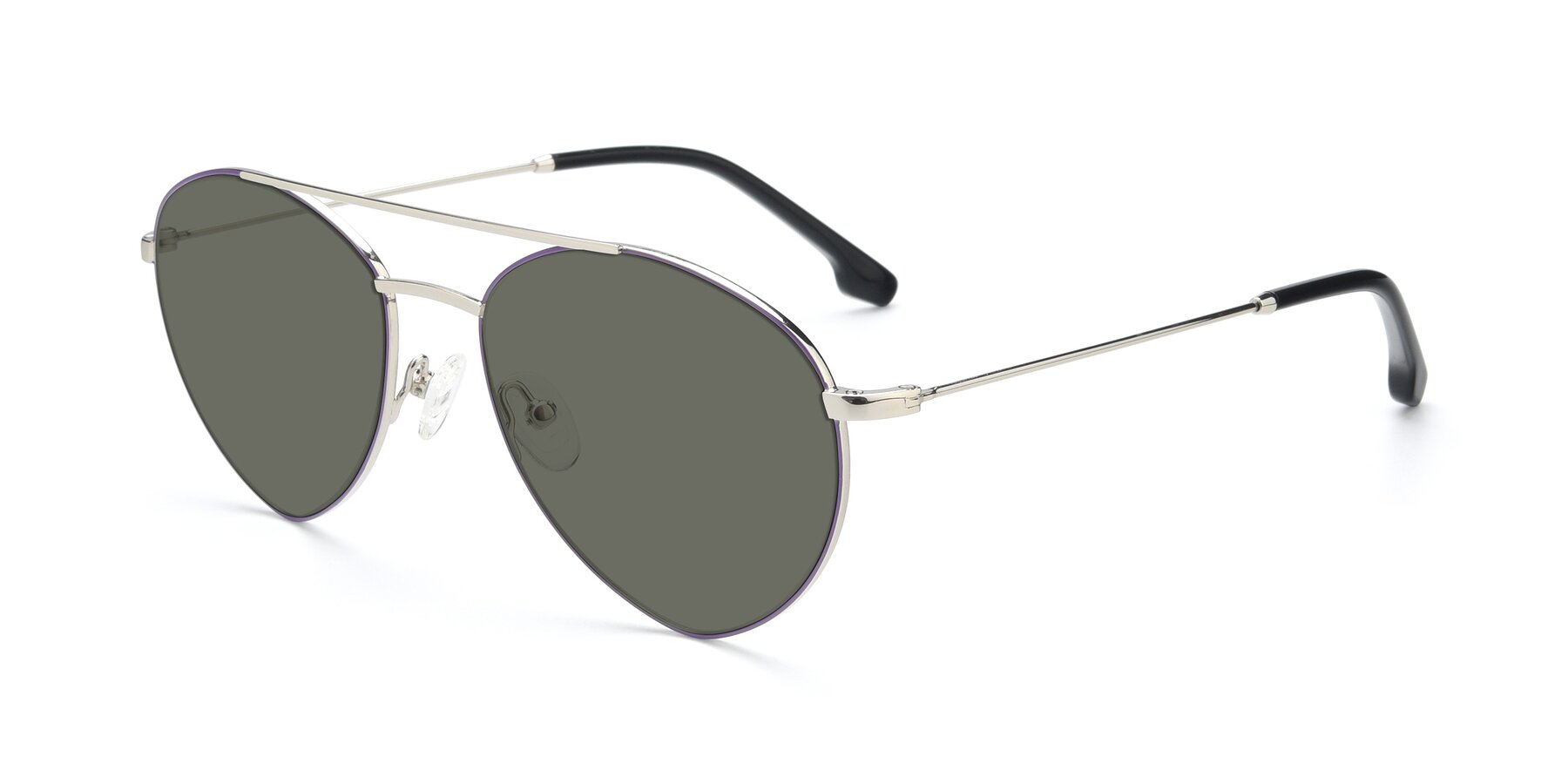 Angle of 9459 in Silver-Purple with Gray Polarized Lenses