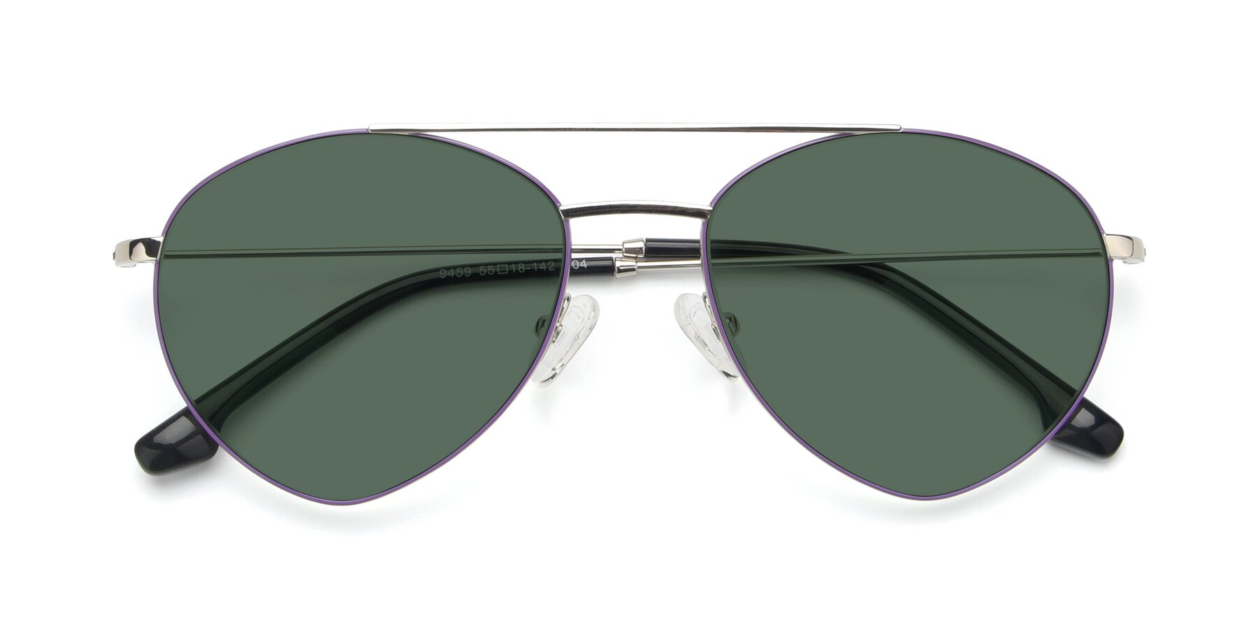 Folded Front of 9459 in Silver-Purple with Green Polarized Lenses