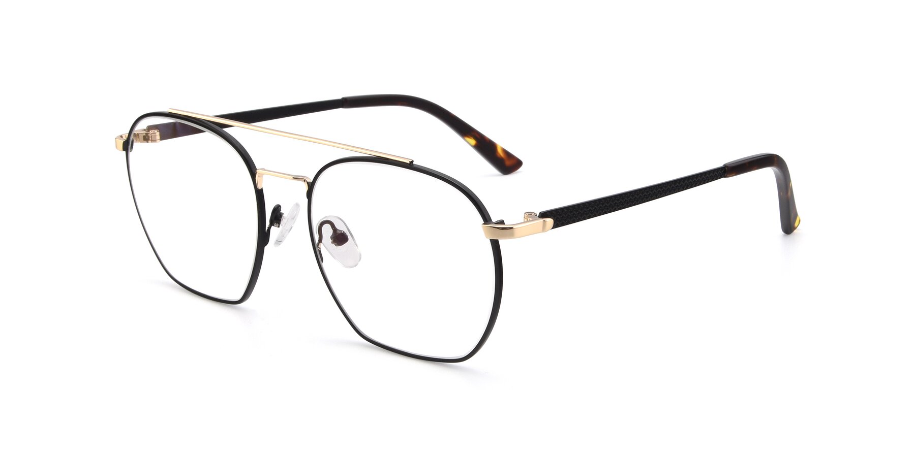 Angle of 9425 in Black-Gold with Clear Eyeglass Lenses