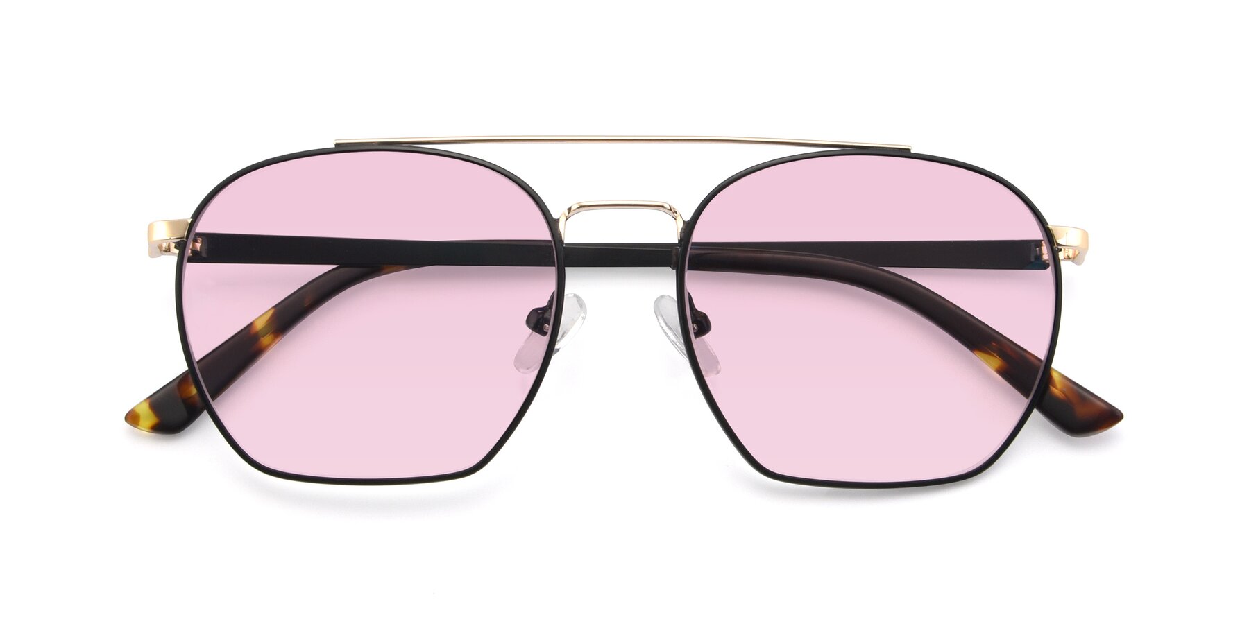 Folded Front of 9425 in Black-Gold with Light Pink Tinted Lenses