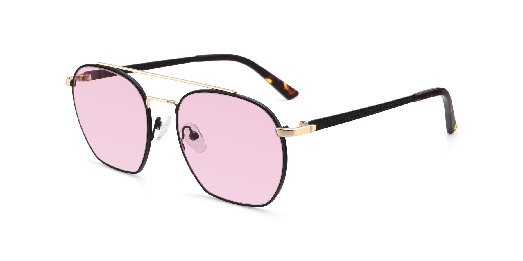 Angle of 9425 in Black-Gold with Light Pink Tinted Lenses