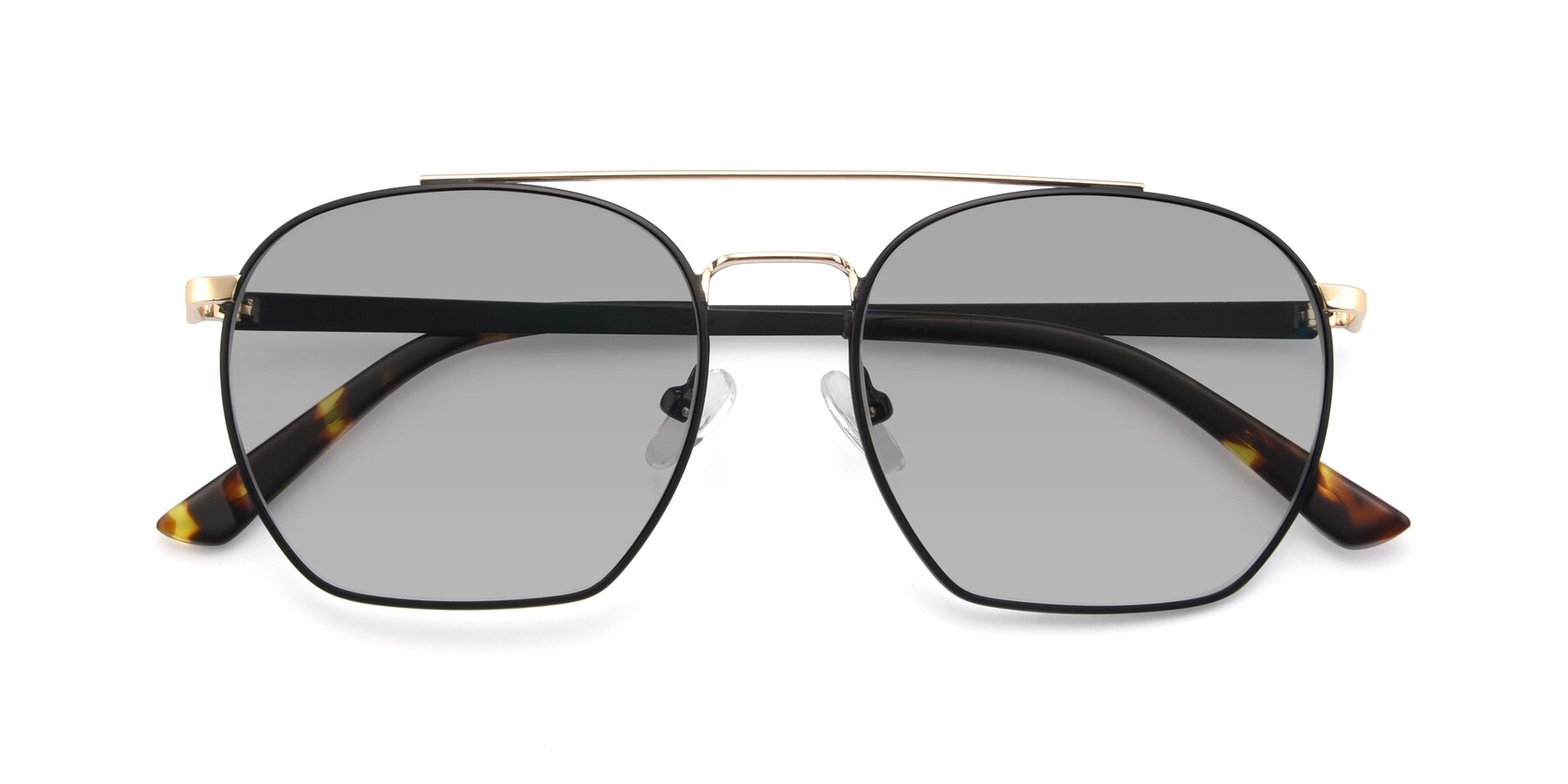 Folded Front of 9425 in Black-Gold with Light Gray Tinted Lenses