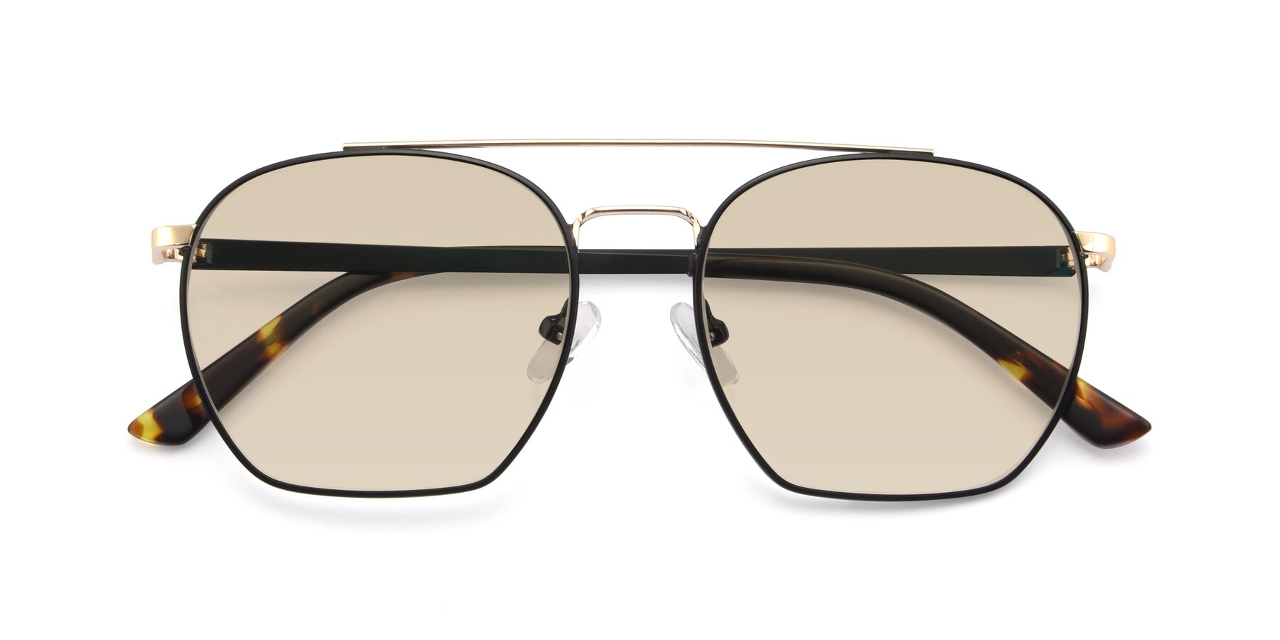 Folded Front of 9425 in Black-Gold with Light Brown Tinted Lenses