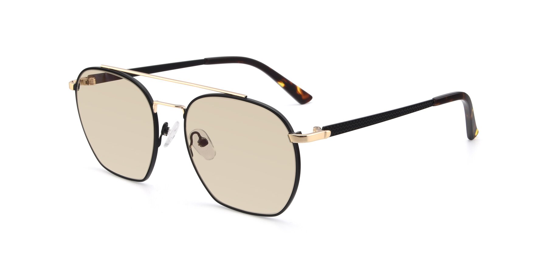 Angle of 9425 in Black-Gold with Light Brown Tinted Lenses
