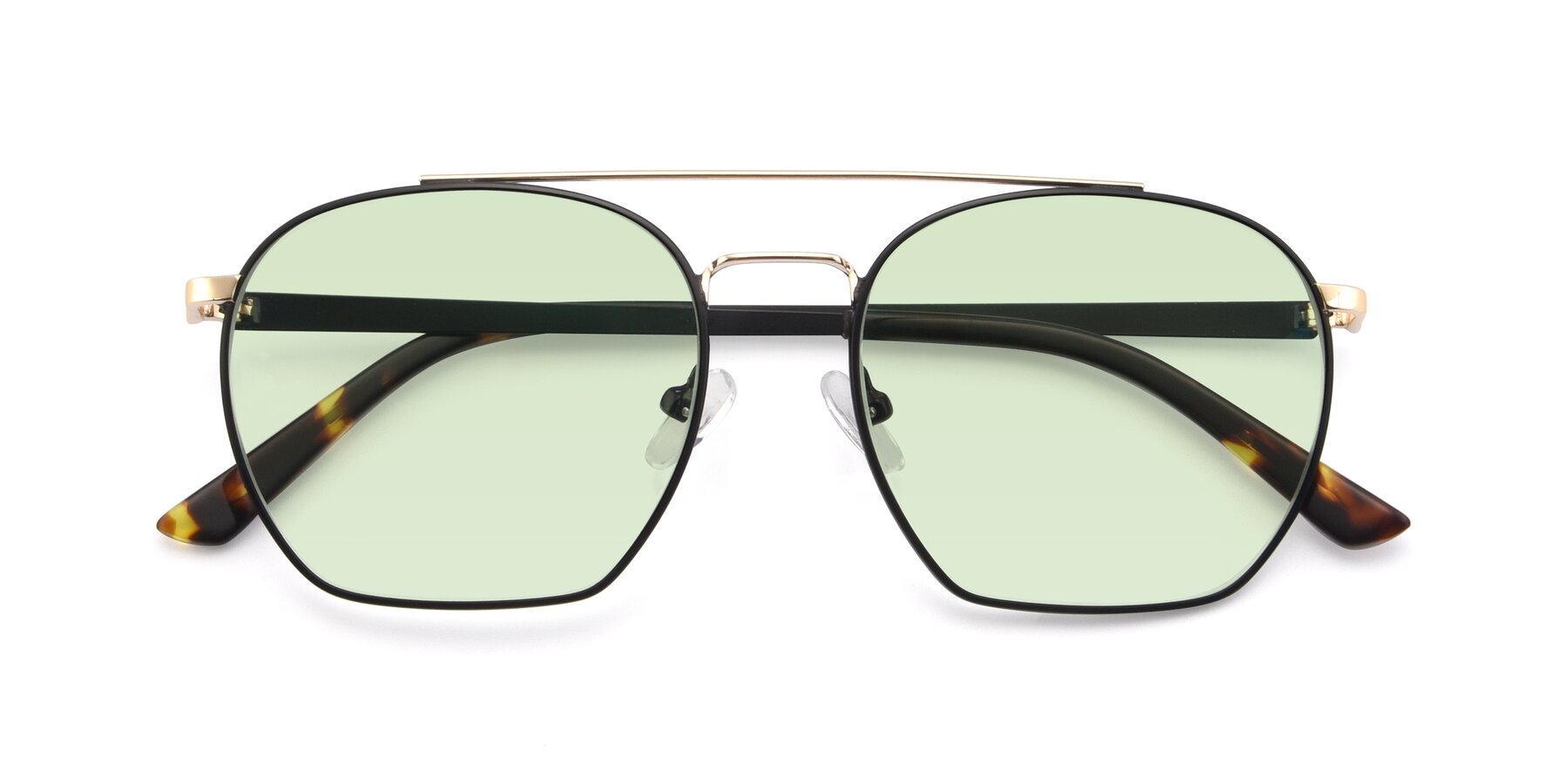 Folded Front of 9425 in Black-Gold with Light Green Tinted Lenses