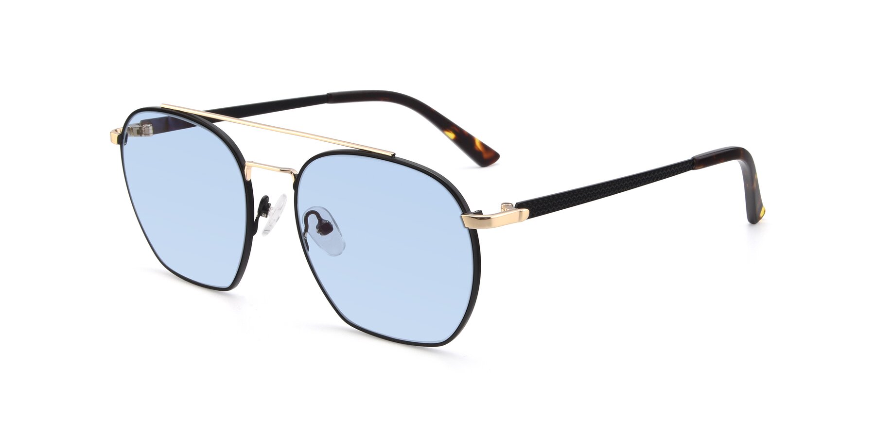 Angle of 9425 in Black-Gold with Light Blue Tinted Lenses