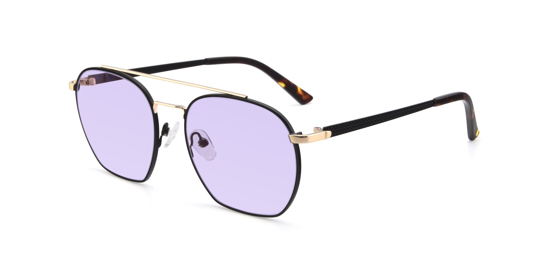 Angle of 9425 in Black-Gold with Light Purple Tinted Lenses