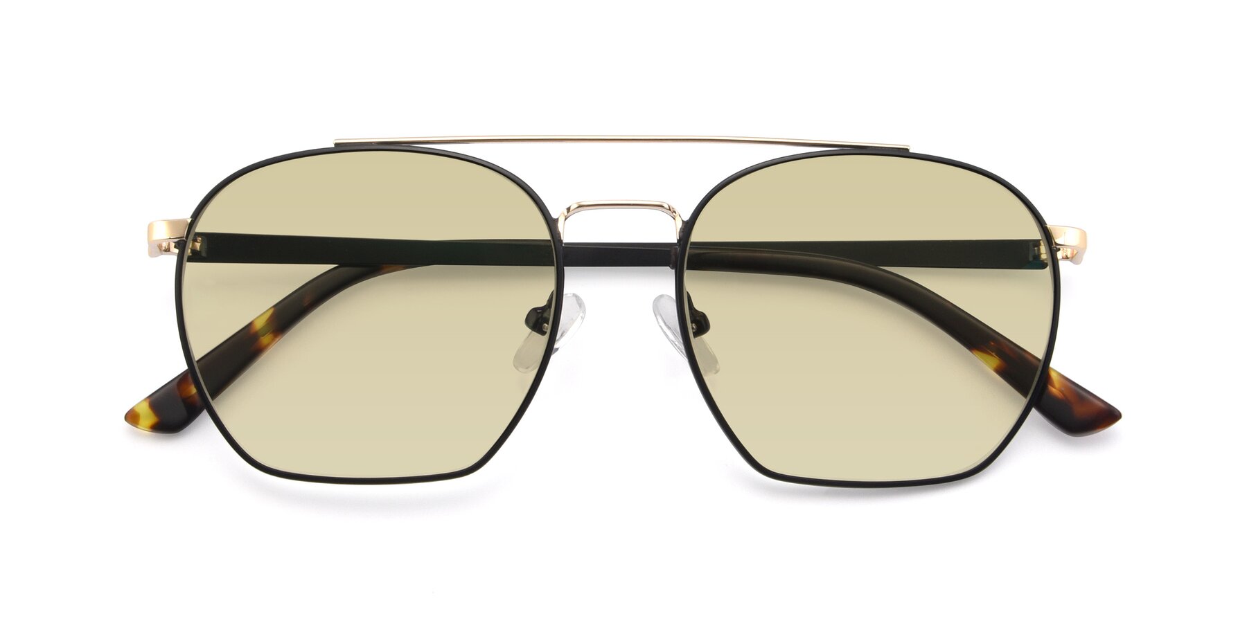 Folded Front of 9425 in Black-Gold with Light Champagne Tinted Lenses