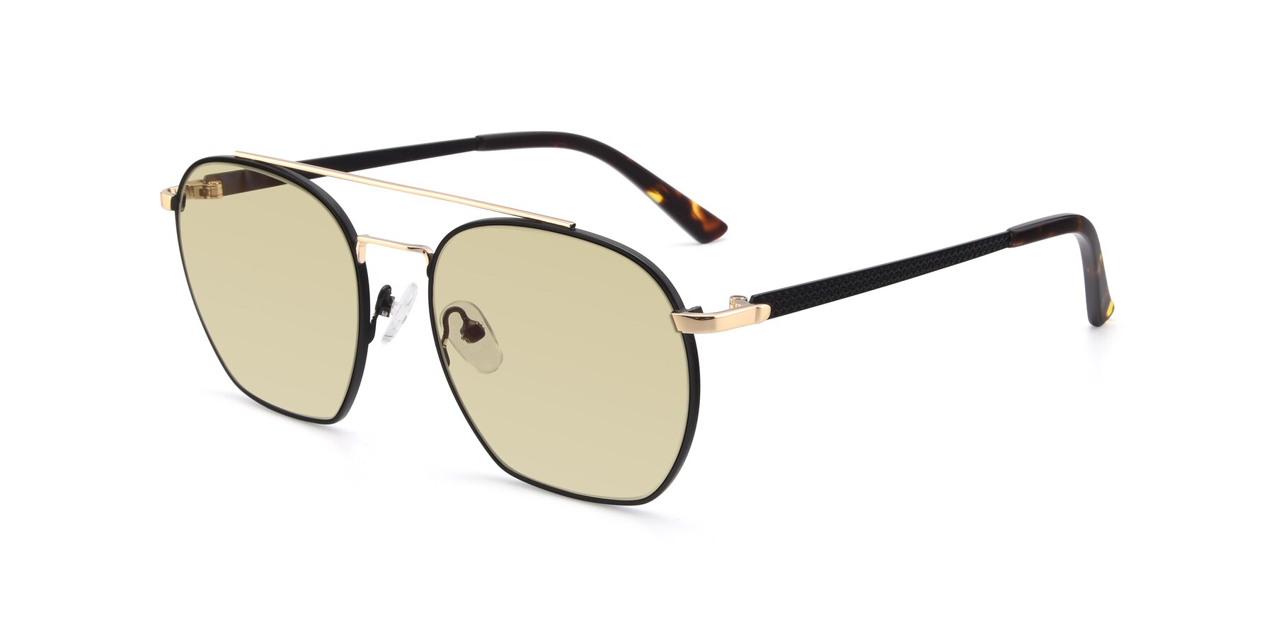 Angle of 9425 in Black-Gold with Light Champagne Tinted Lenses