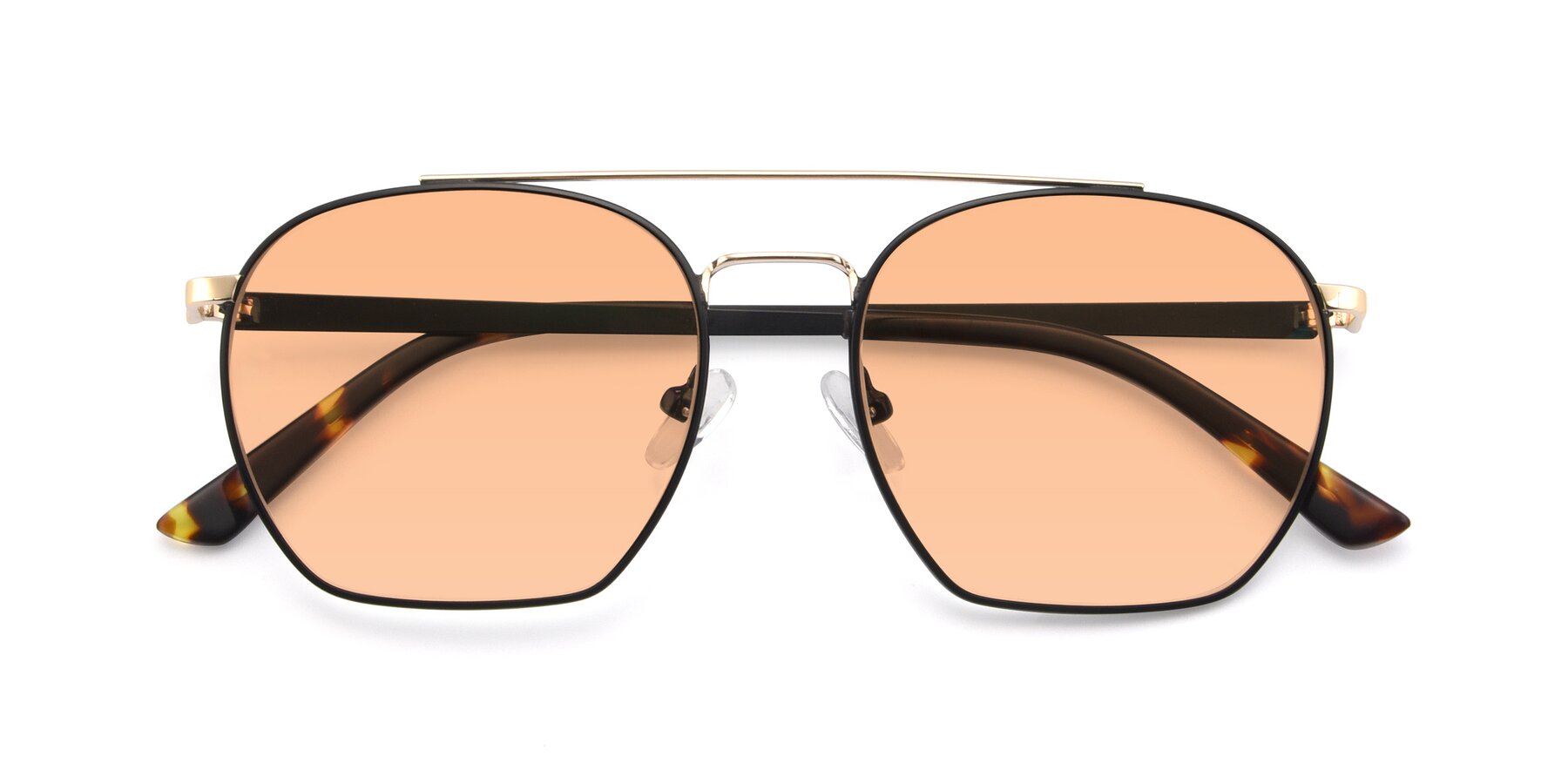 Folded Front of 9425 in Black-Gold with Light Orange Tinted Lenses